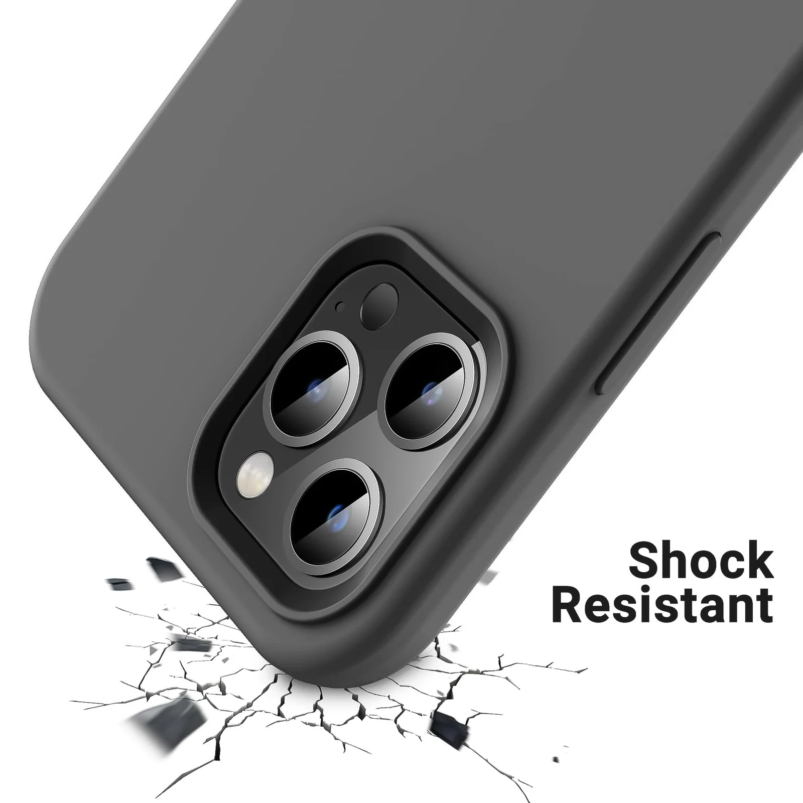 DL3 Mobilak Liquid Silicone Case for iPhone 12 Pro Max (6.7 Inch), Shock-absorbing protection, Scratch-resistant surface, Soft microfiber lining - Dark Gray 2