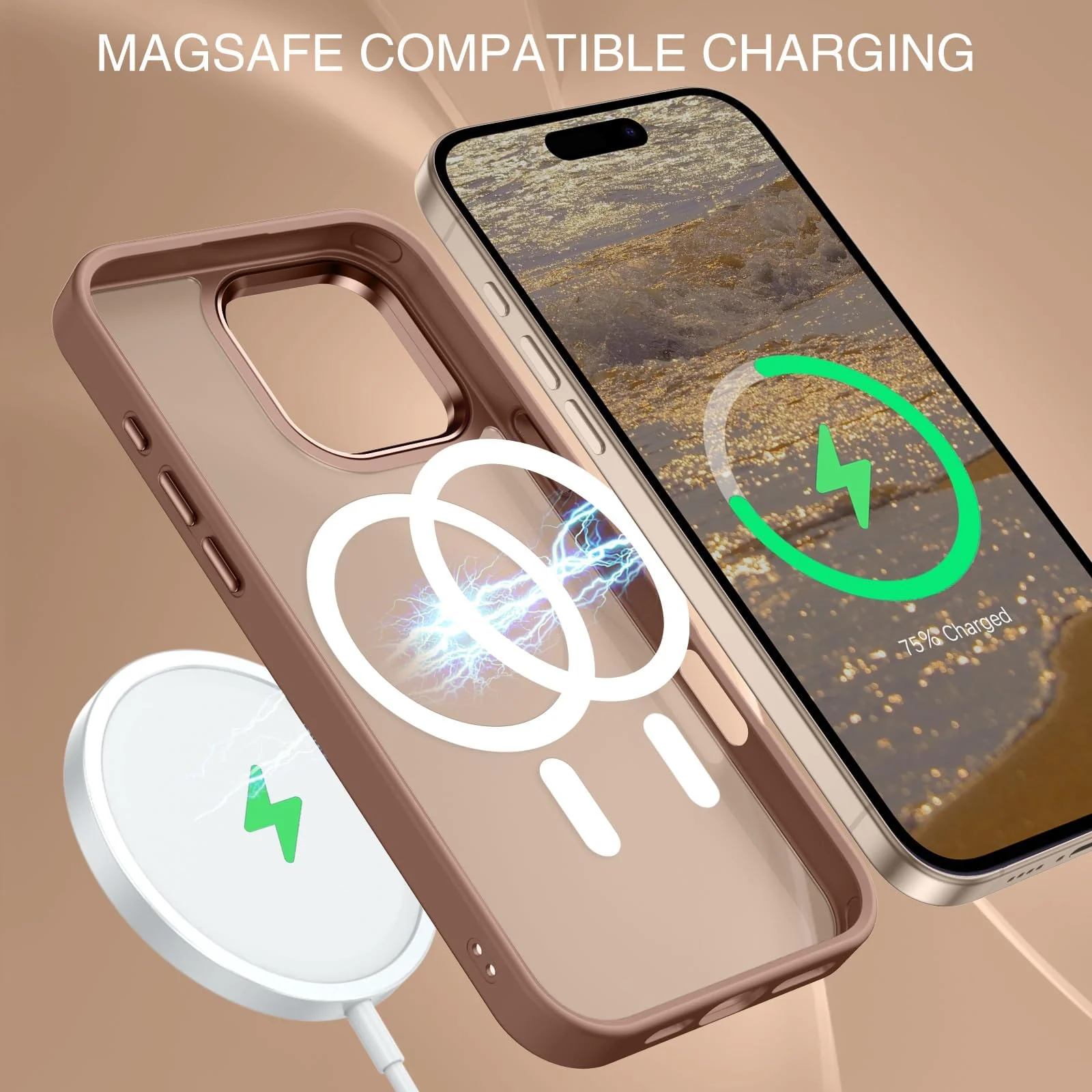 DL3 Mobilak Case for iPhone 16 Pro 6.3-Inch Case Magnetic Translucent Matte Phone Cases [Compatible with MagSafe] Thin Slim Fit Shockproof Bumper Hard Protective Cover for Men Girls - Desert Brown