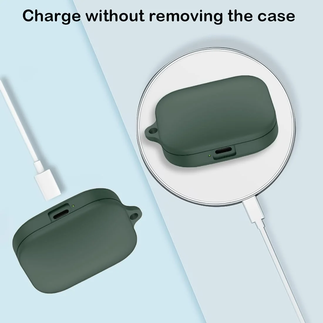 DL3 Mobilak Compatible with Xiaomi Redmi Buds 5 Case Cover, Soft Silicone Shockproof Protective Skin Case for Xiaomi Redmi Buds 5 Wireless Earbuds with Carabiner - Green