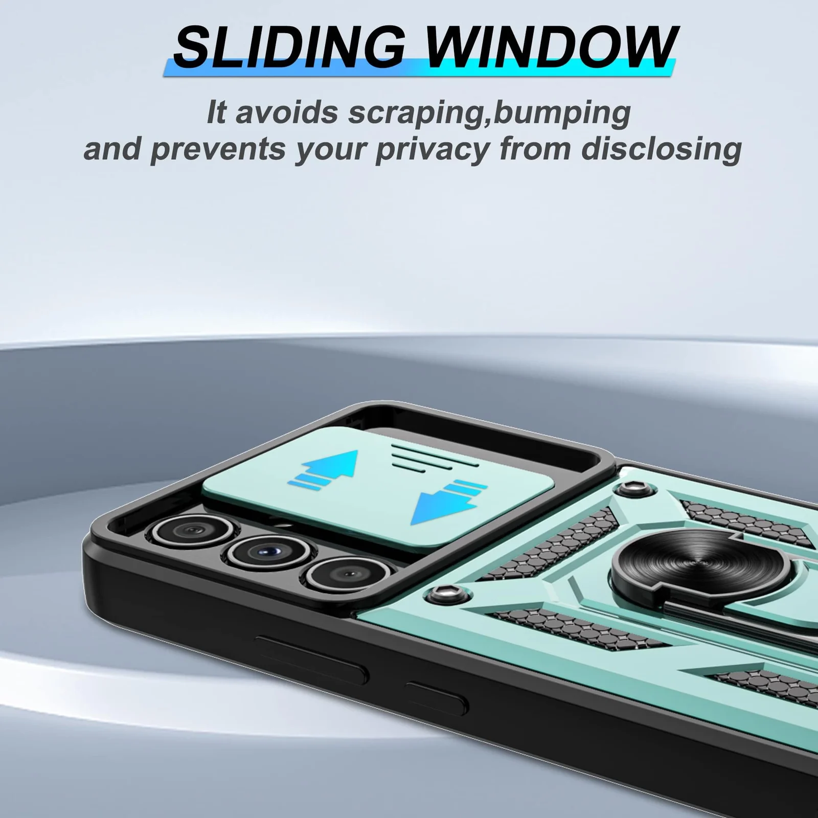 DL3 Mobilak Protective Case with Sliding Camera Cover, Metal Ring Kickstand and Magnetic Car-Mount Support for OPPO Reno 8 4G / Reno 7 4G / F21 Pro 4G / F21S Pro 4G - Green