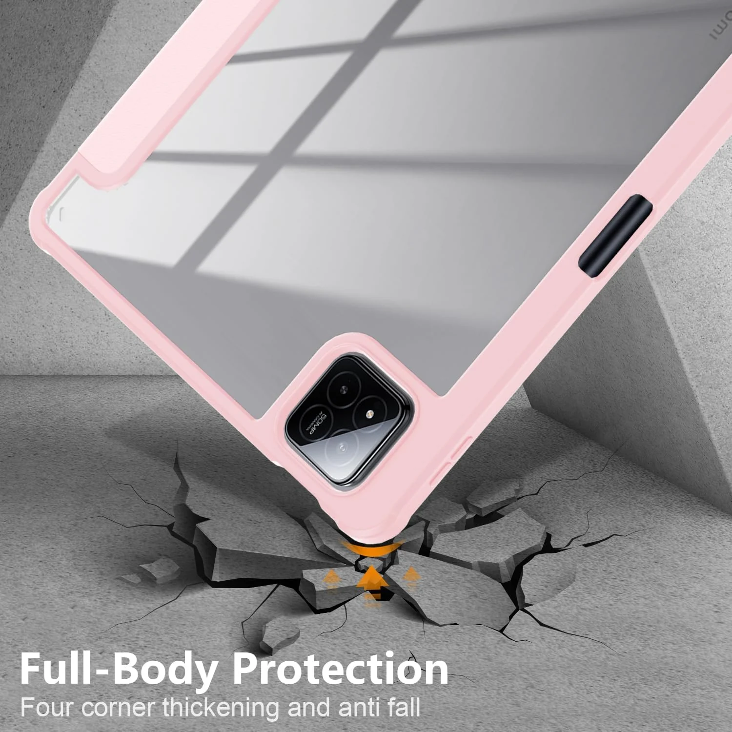 DL3 Mobilak Case for Xiaomi Pad 7 / Xiaomi Pad 7 Pro 2024 11.2 inch, Clear Shockproof Back Cover Built-in Pencil Holder, Auto Sleep/Wake - Pink Sand