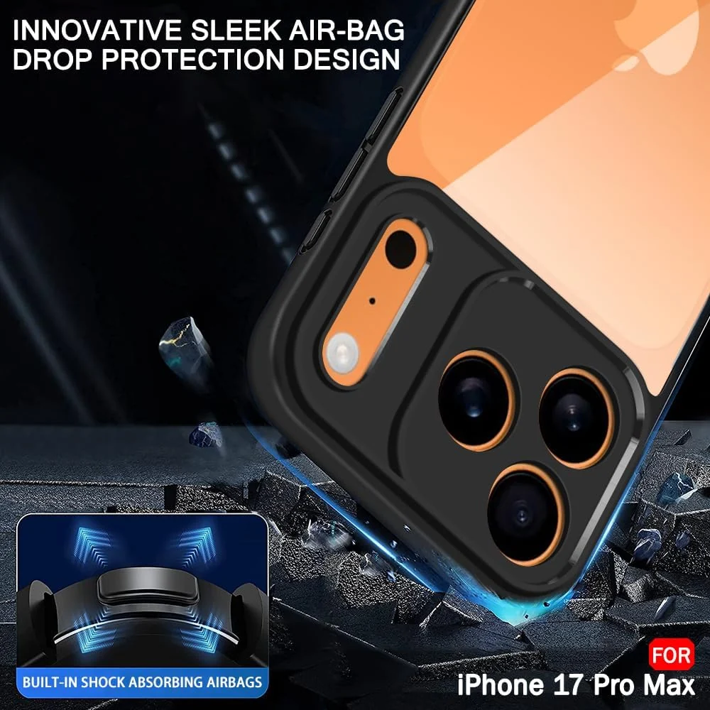 DL3 Mobilak Clear TPU Case for iPhone 17 Pro Max 6.9 Inch, Supports wireless charging, Shock-absorbing protection, Anti-fingerprint finish - Black