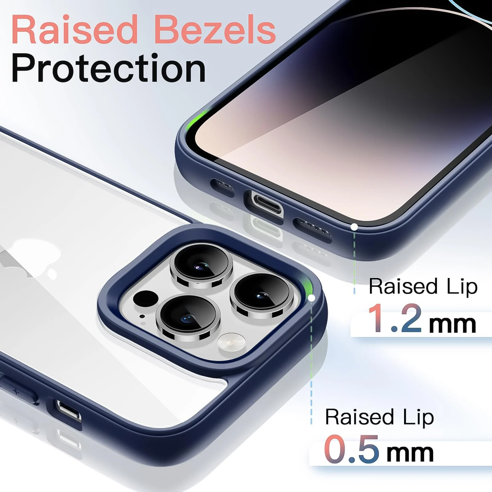 DL3 Mobilak Clear TPU Case for iPhone 16 Pro Max 6.9-Inch, Supports wireless charging, Shock-absorbing protection, Anti-fingerprint finish - Blue