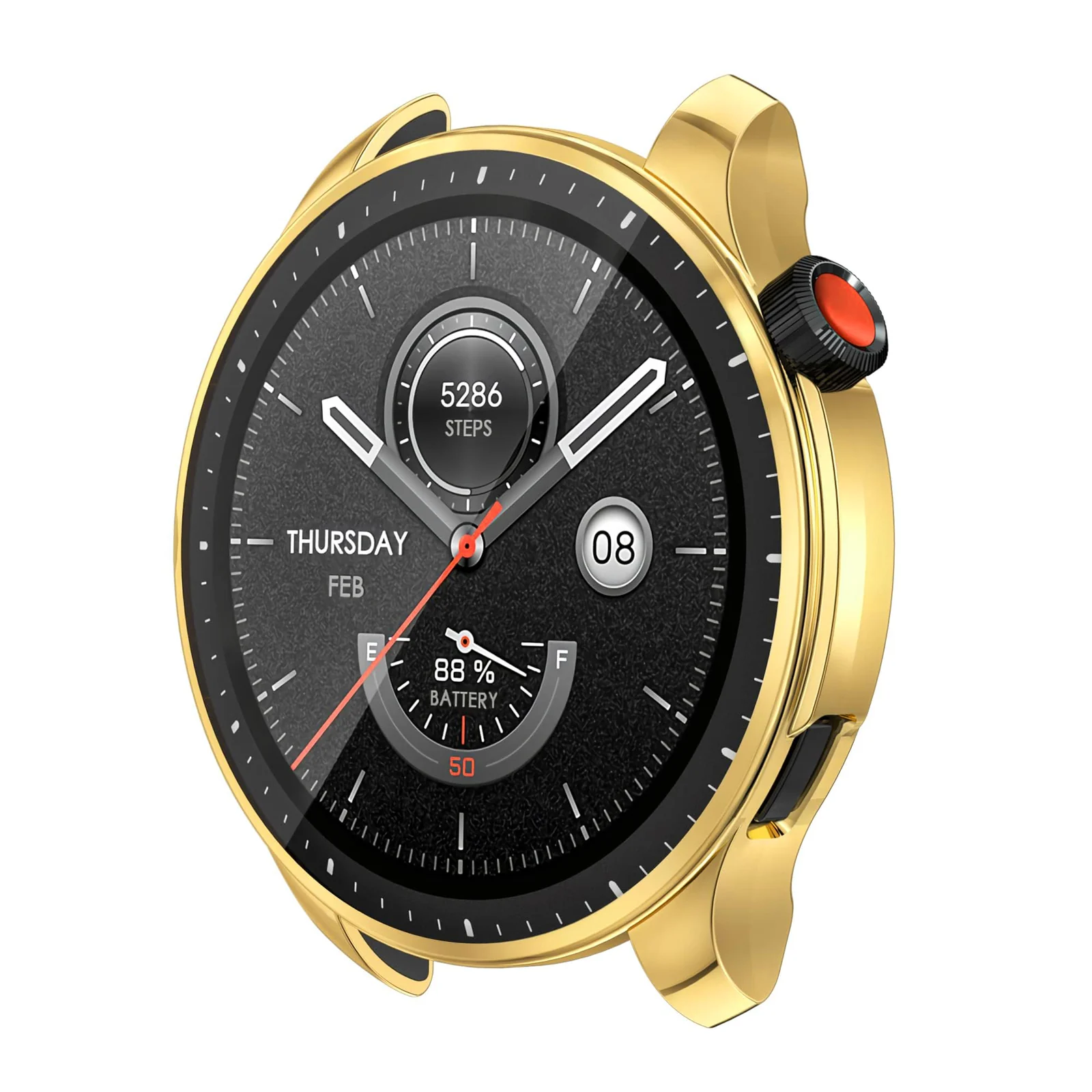 DL3 MOBILAK Full-Coverage Watch Case with Tempered Glass for Amazfit GTR 4 and 4 Pro - Gold