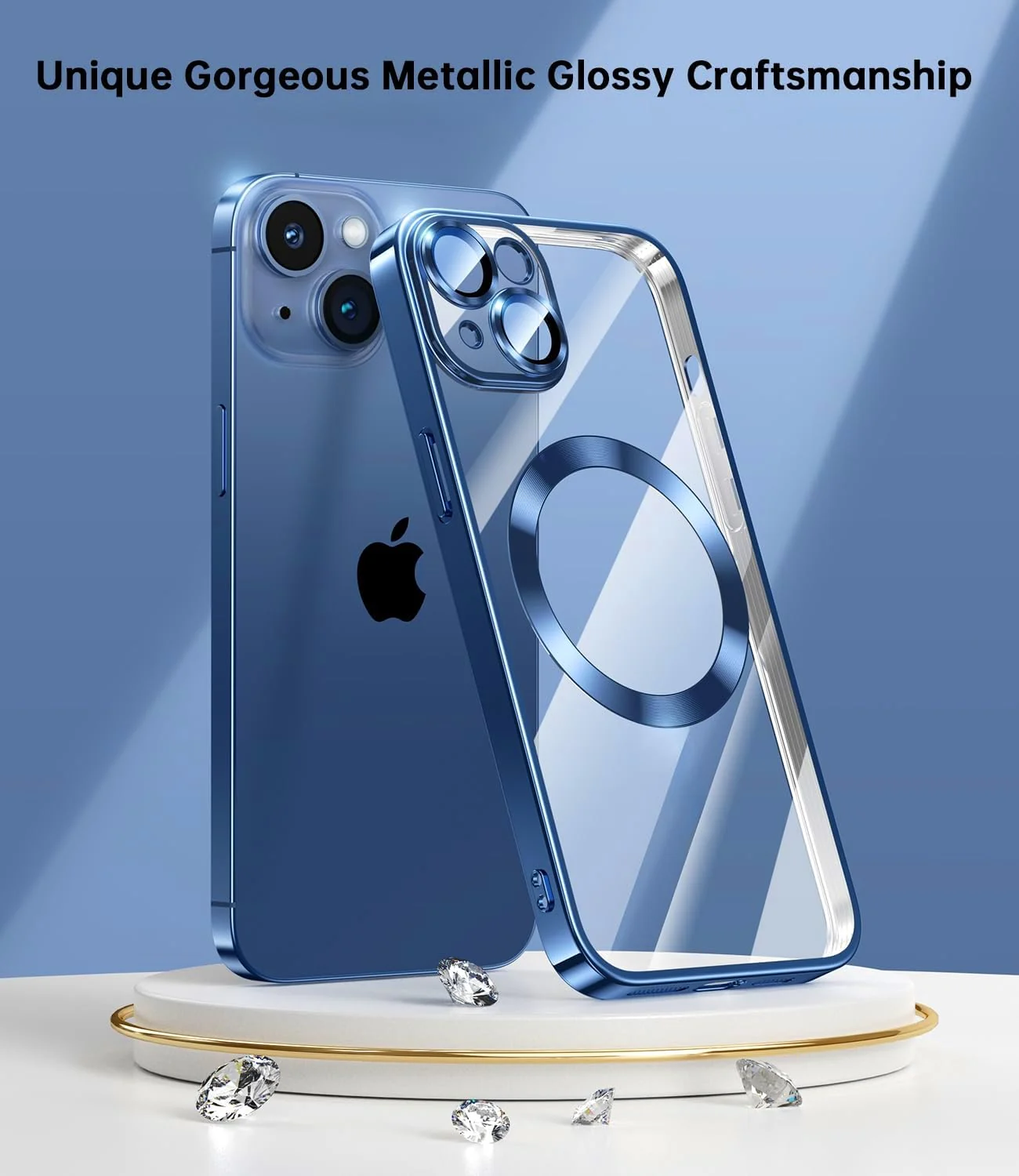 DL3 MOBILAK MagSafe Phone Case with Camera Lens Protector for Apple iPhone 13, Blue