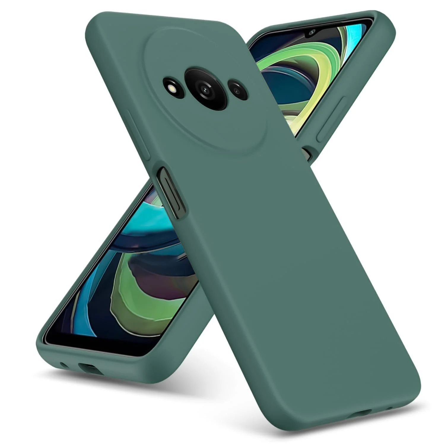 DL3 Mobilak Liquid Silicone Case for Xiaomi Redmi A3, Shock-absorbing protection, Scratch-resistant surface, Soft microfiber lining - Green