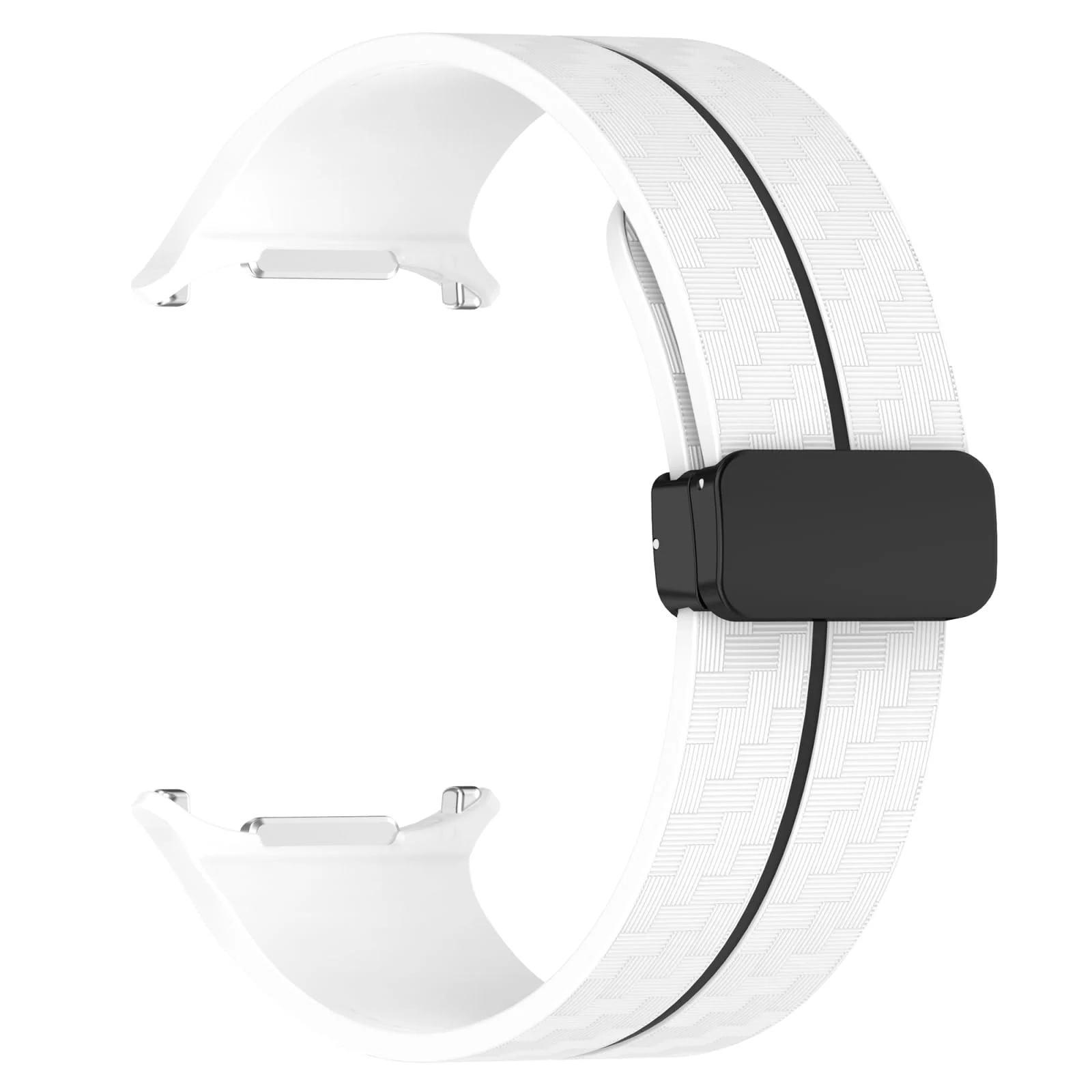 DL3 Mobilak Rubber Band Compatible with Samsung Galaxy Watch 7 Ultra 47mm Band (2024), Soft Sport Silicone Replacement Bands Carbon Fiber Magnetic Buckle for Galaxy Watch 7 Ultra Strap - White Black