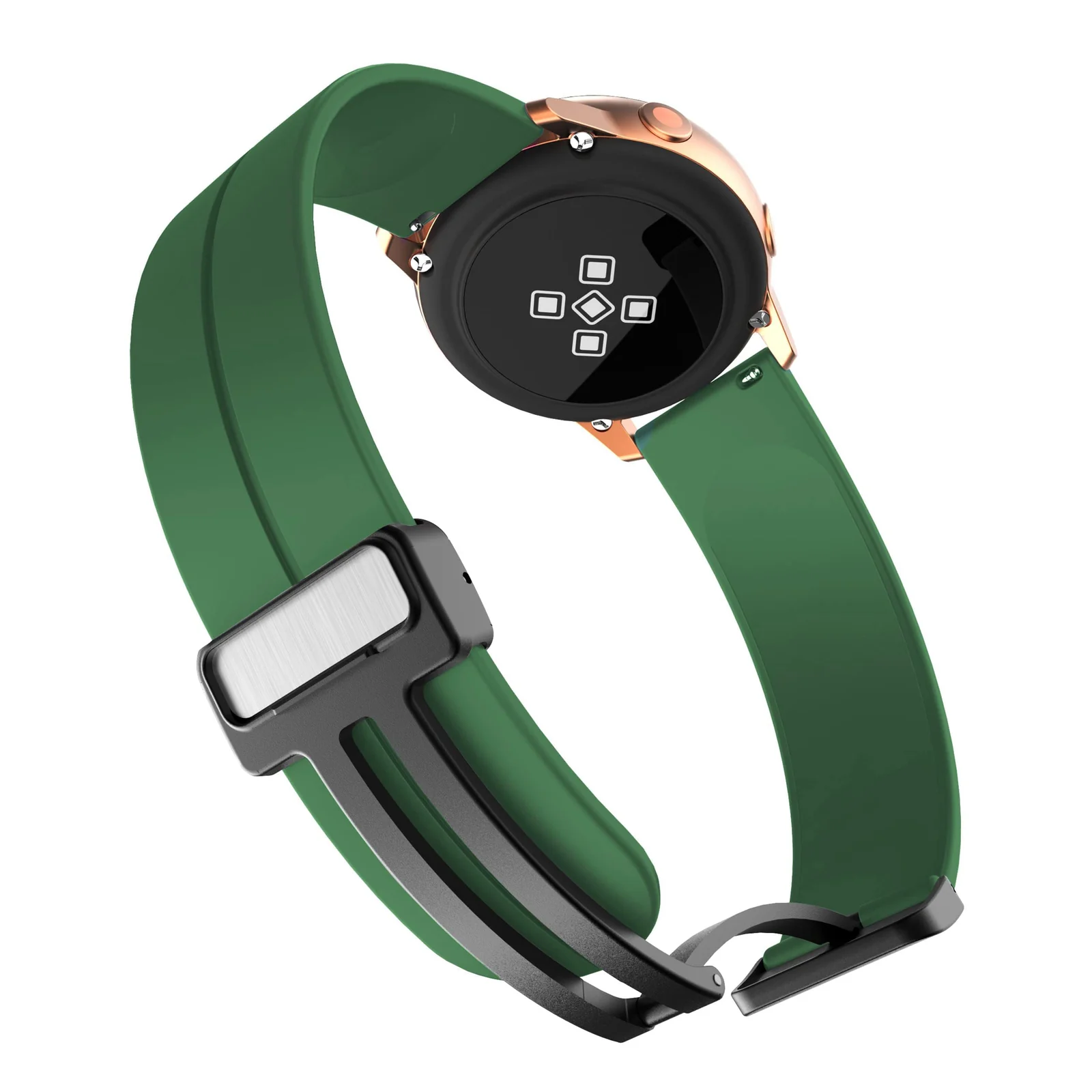 DL3 Mobilak Strap Silicone Magnetic Buckle 20MM For Samsung Gear Sport/Watch 6/5/4/5 Pro 45mm/S2 classic/active 2 40mm 44mm/Amazfit GTS 2/2e/GTS 3/3 Pro/GTS 4/GTS 2 Mini/3 Mini/4 Mini/Bip 3/Bip 3 Pro - Dark Green