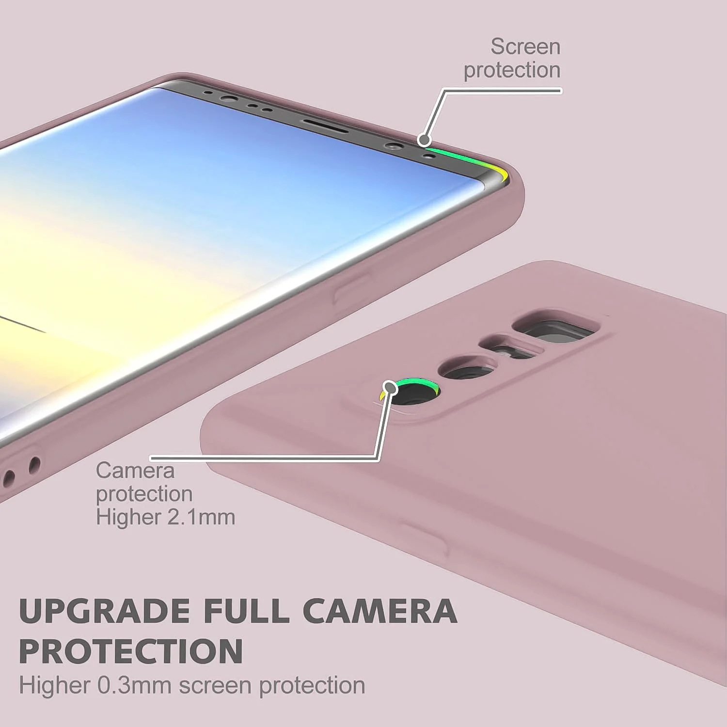 DL3 Mobilak Liquid Silicone Protective Case with Soft Microfiber Lining with Full Camera Protection for Samsung Galaxy Note 8 - Cashmere