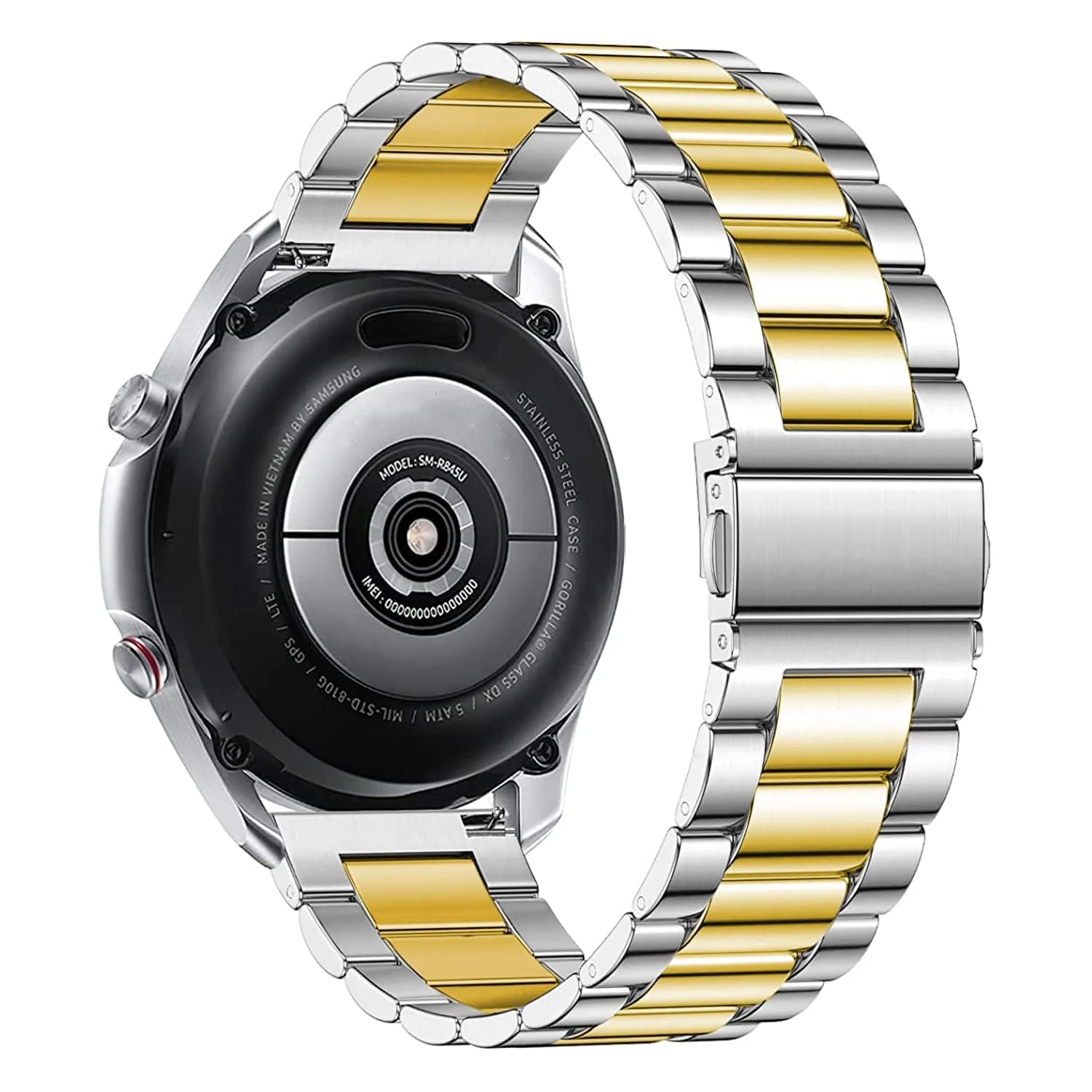 DL3 Mobilak Strap Metal 22MM Bands For Samsung galaxy watch3 45mm /galaxy 46mm/Gear S3/Huawei watch GT3 46MM/GT2E/GT2 Pro/GT GT2 46MM/Magic Watch2 46mm/Amazfit GTR 2/2e/3/3pro/4 - A.Silver & Gold