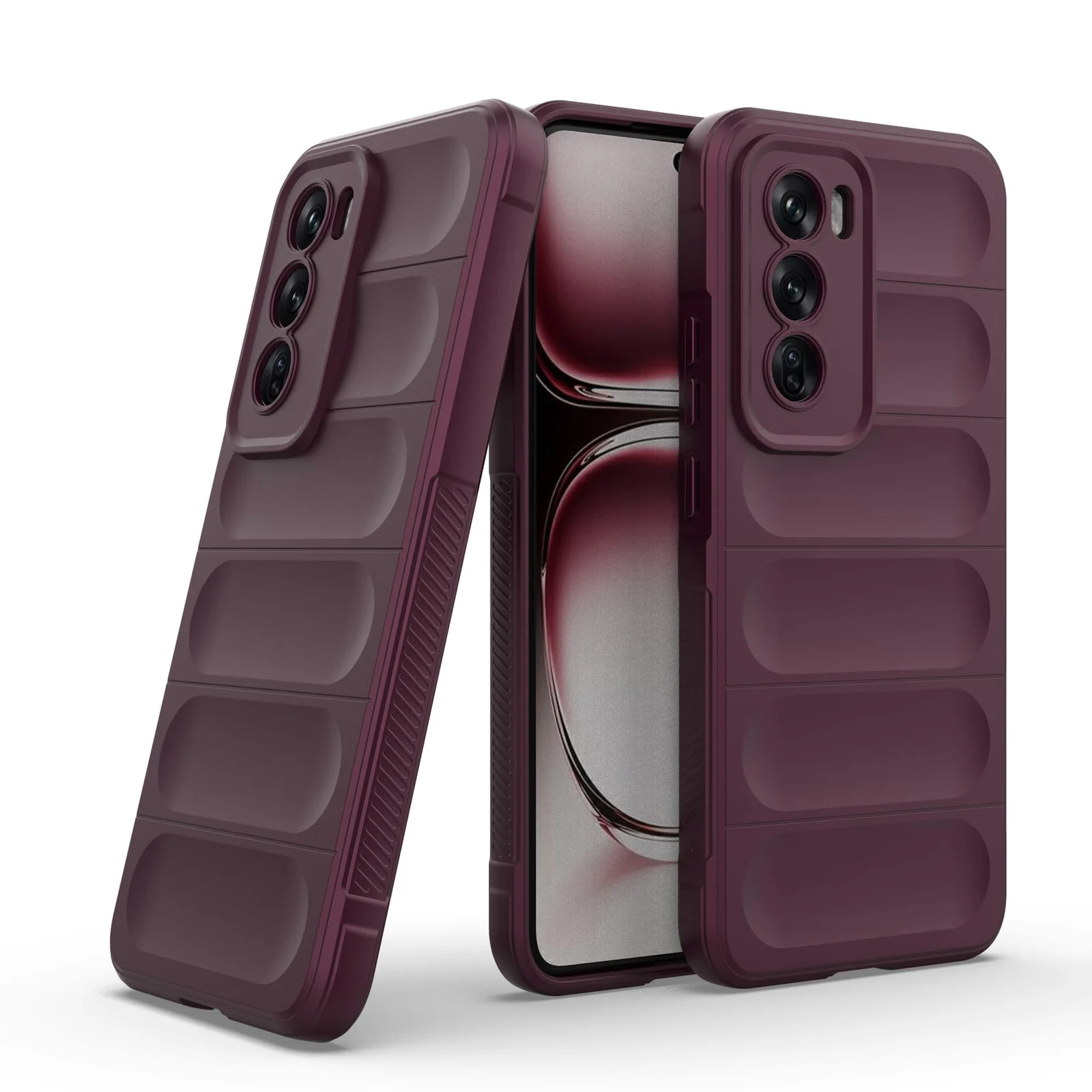 DL3 Mobilak Rugged Protective Case for OPPO Reno 12 5G, Camera protection, Shock-absorbing protection, Non-slip grip - Wine Red