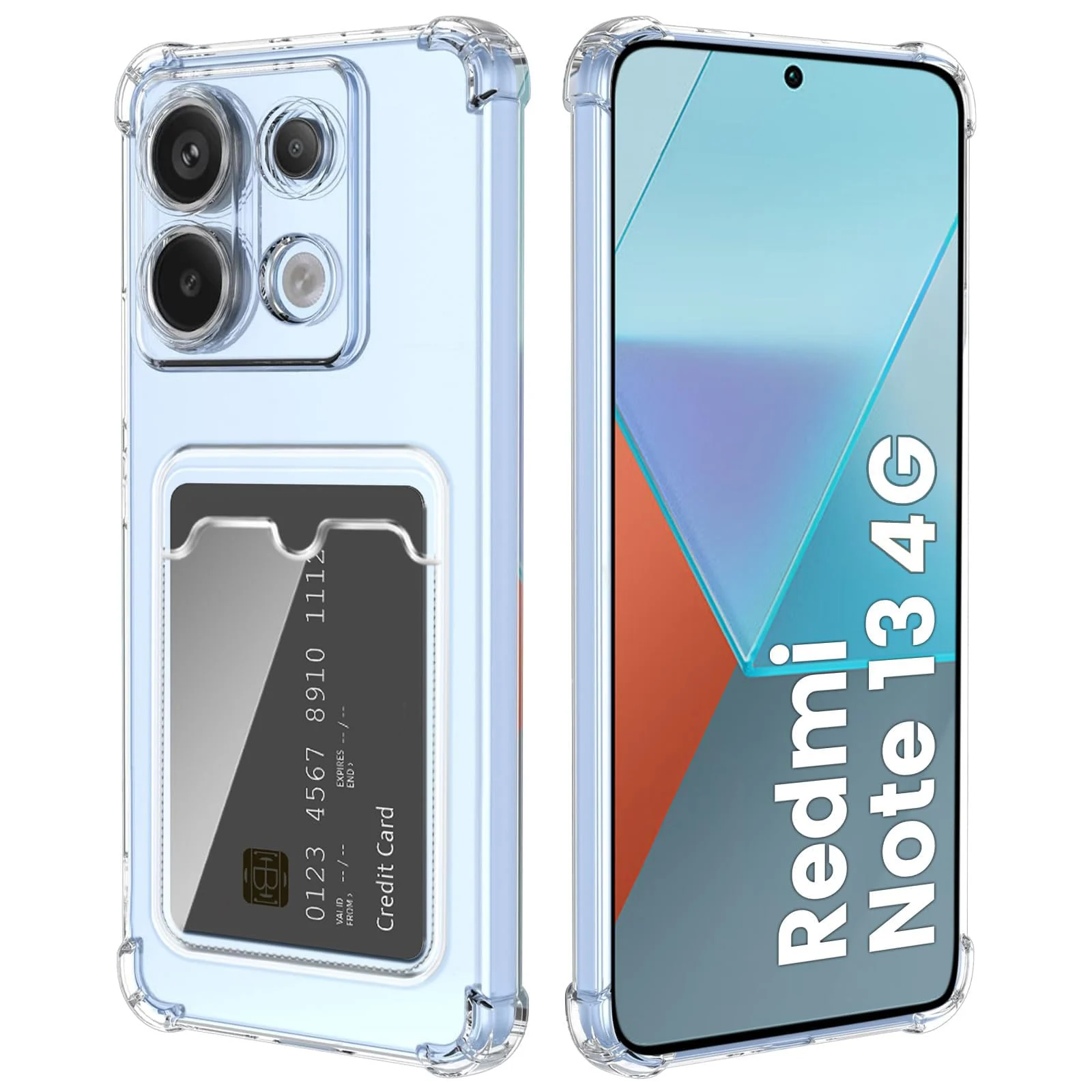 DL3 Mobilak Clear TPU Wallet Case with Card Slot and Camera Protection for Xiaomi Redmi Note 13 4G - Clear