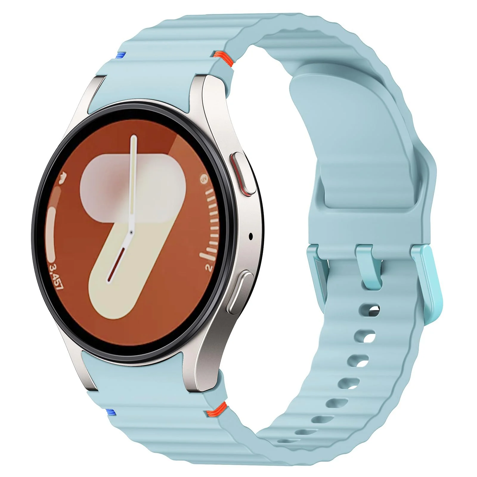 DL3 Mobilak No Gap Sport Bands For Samsung Galaxy Watch 7 6 5 4 FE Strap 40mm 44mm, Soft Silicone Sport Band for Galaxy Watch 6 Classic Straps 47mm 43mm/Galaxy Watch 5 Pro/Watch 4 Classic 42mm 46mm for Men Women - Turquoise