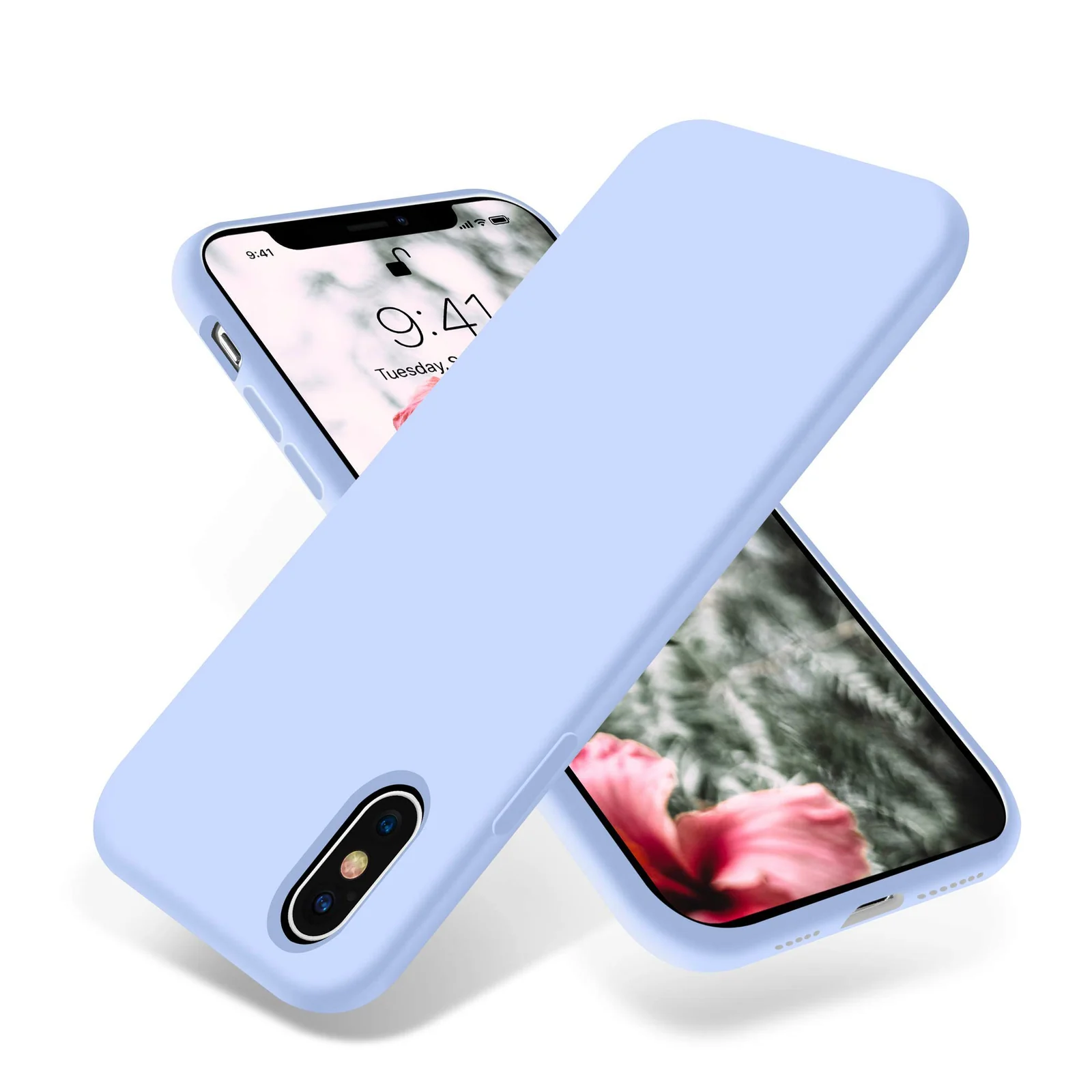 DL3 Mobilak Liquid Silicone Protective Case with Soft Microfiber Lining for iPhone XS Max - Baby Blue