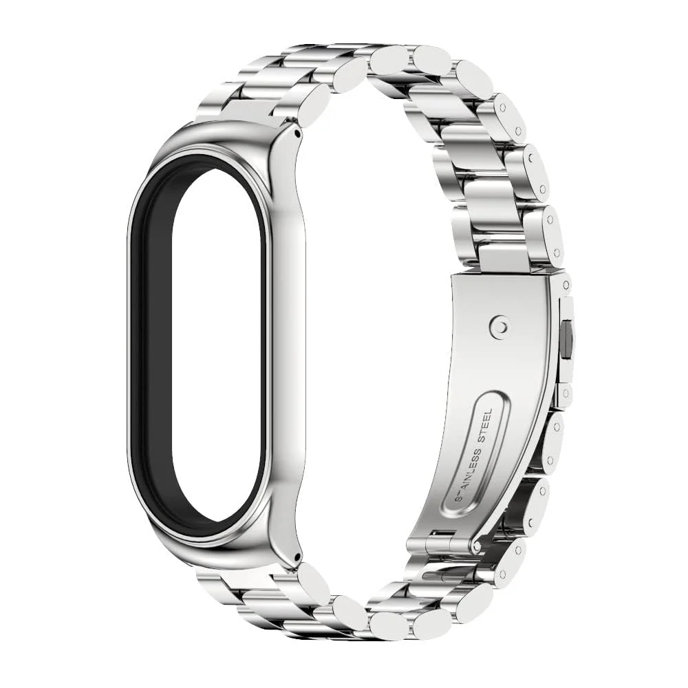 DL3 Mobilak Compatible For Xiaomi Mi Band 7 Strap, Metal Bracelet MiBand 7 Waterproof Stainless Steel Wrist Strap Accessory Band Strap for Xiaomi Mi Smart Band 7 - Black