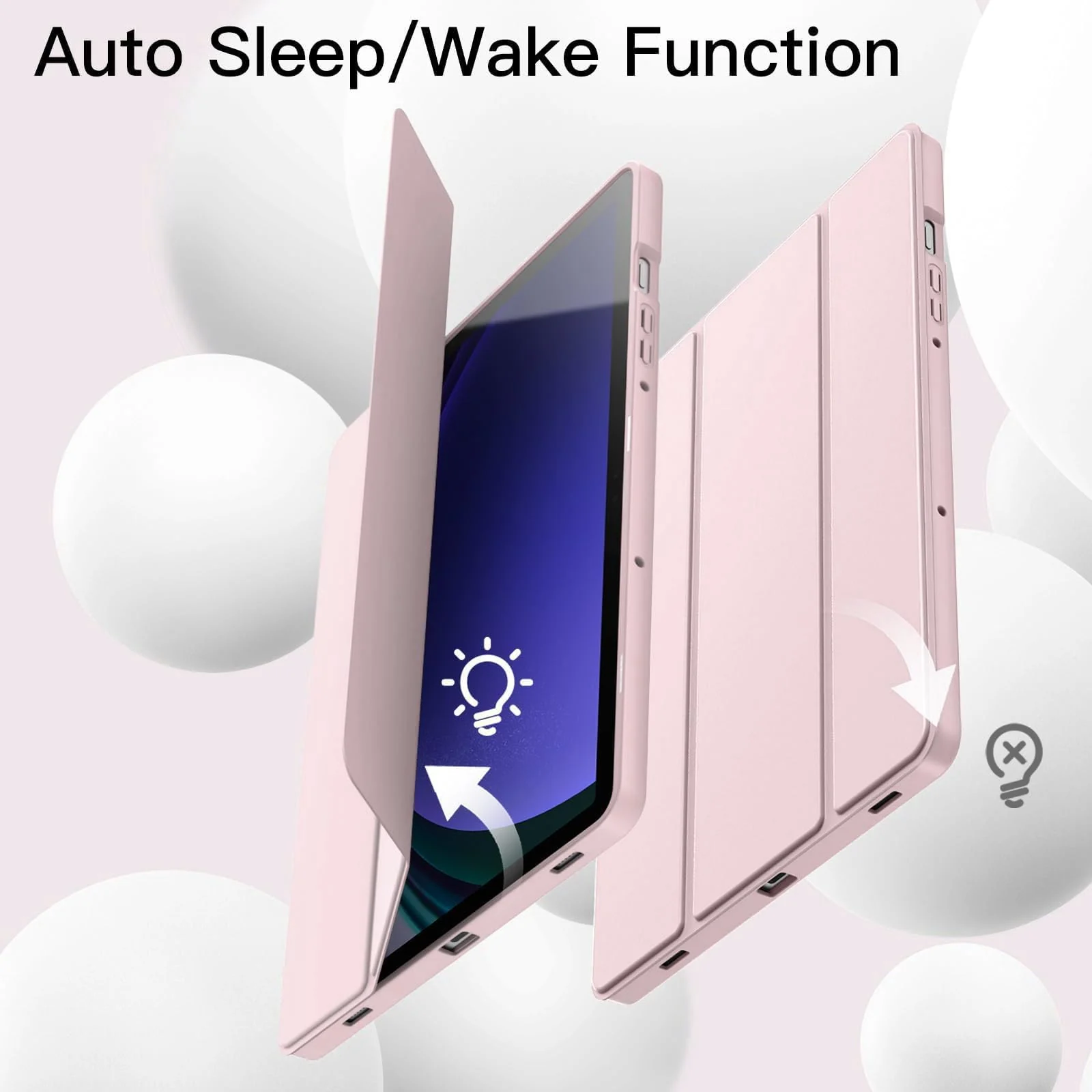 DL3 Mobilak Xiaomi Redmi Pad 2 2025 11 inch Case with Pen Holder, Soft TPU Back Trifold Stand Protective Smart Cover Flip, Auto Wake & Sleep - Pink Sand