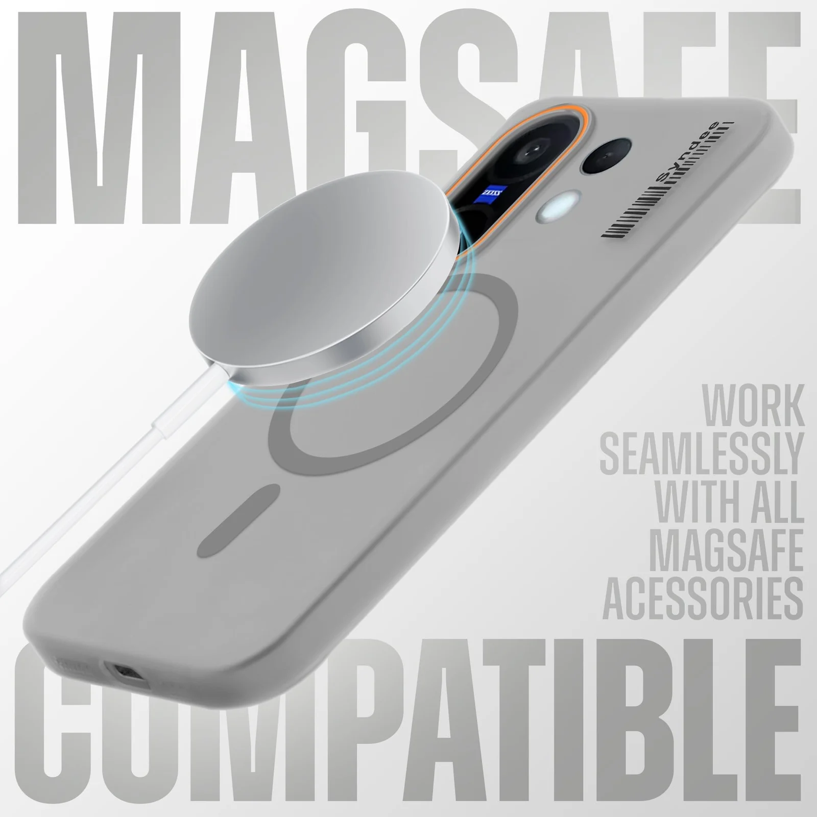 DL3 Mobilak Case Back Cover for Honor 200 5G, Sleek Frosted Translucent Back Only Compatible with Wireless Magnetic Accessories | Anti-Scratch Shockproof Phone Case - Gray
