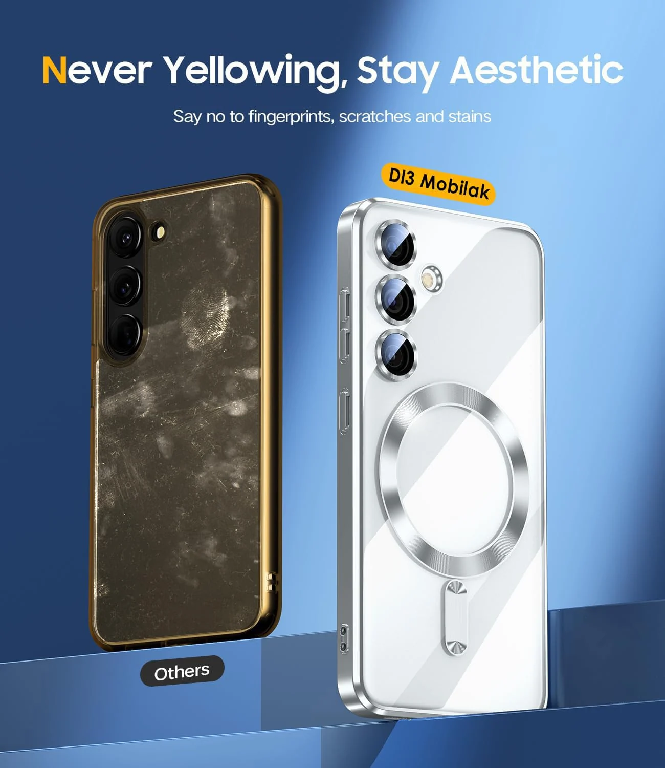 DL3 Mobilak Clear TPU Card Holder Case for Samsung Galaxy S23 FE with Camera Protection and Magnetic Car-Mount Support - Silver