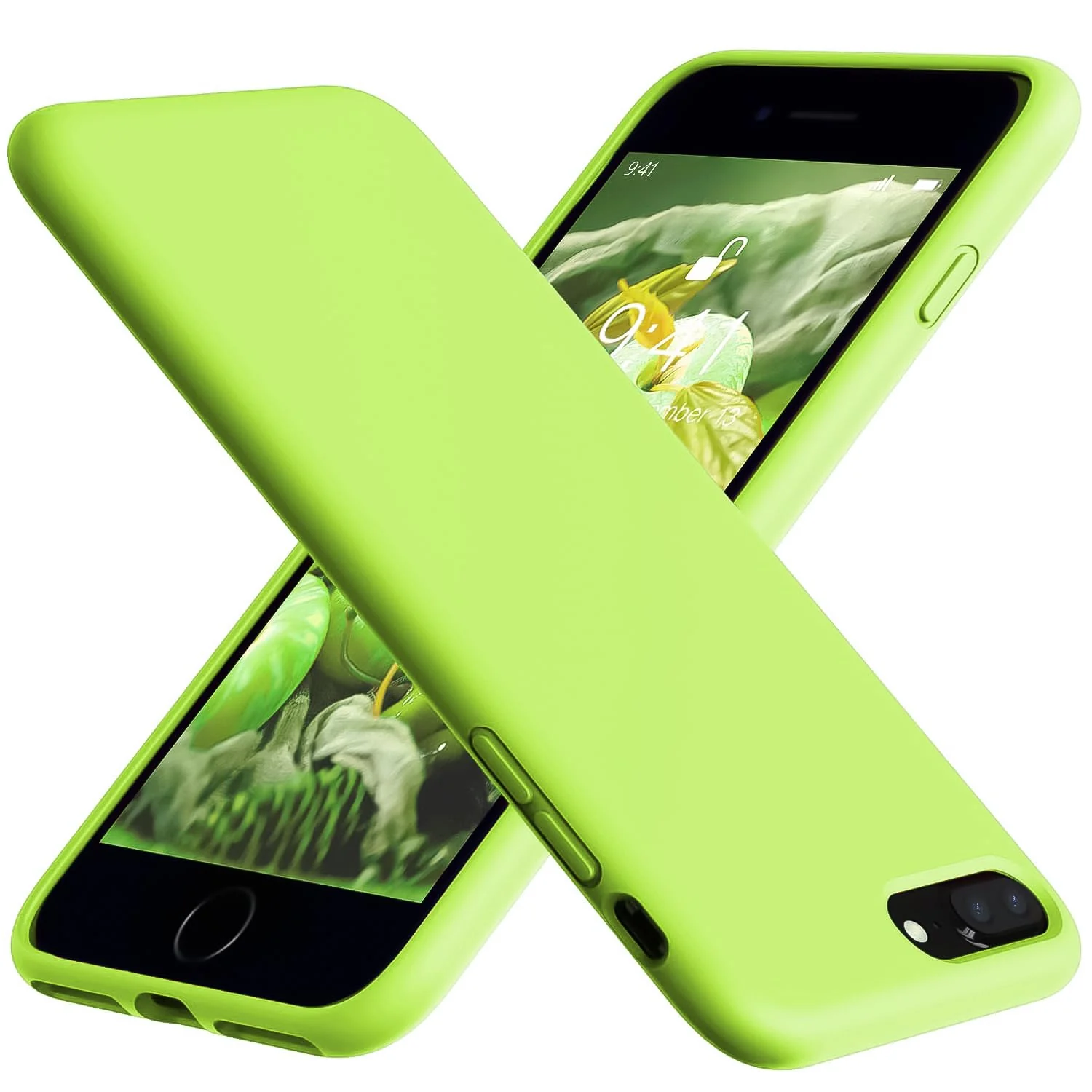 DL3 Mobilak Liquid Silicone Case for iPhone 7 Plus / iPhone 8 Plus, Shock-absorbing protection, Scratch-resistant surface, Soft microfiber lining - Lemon