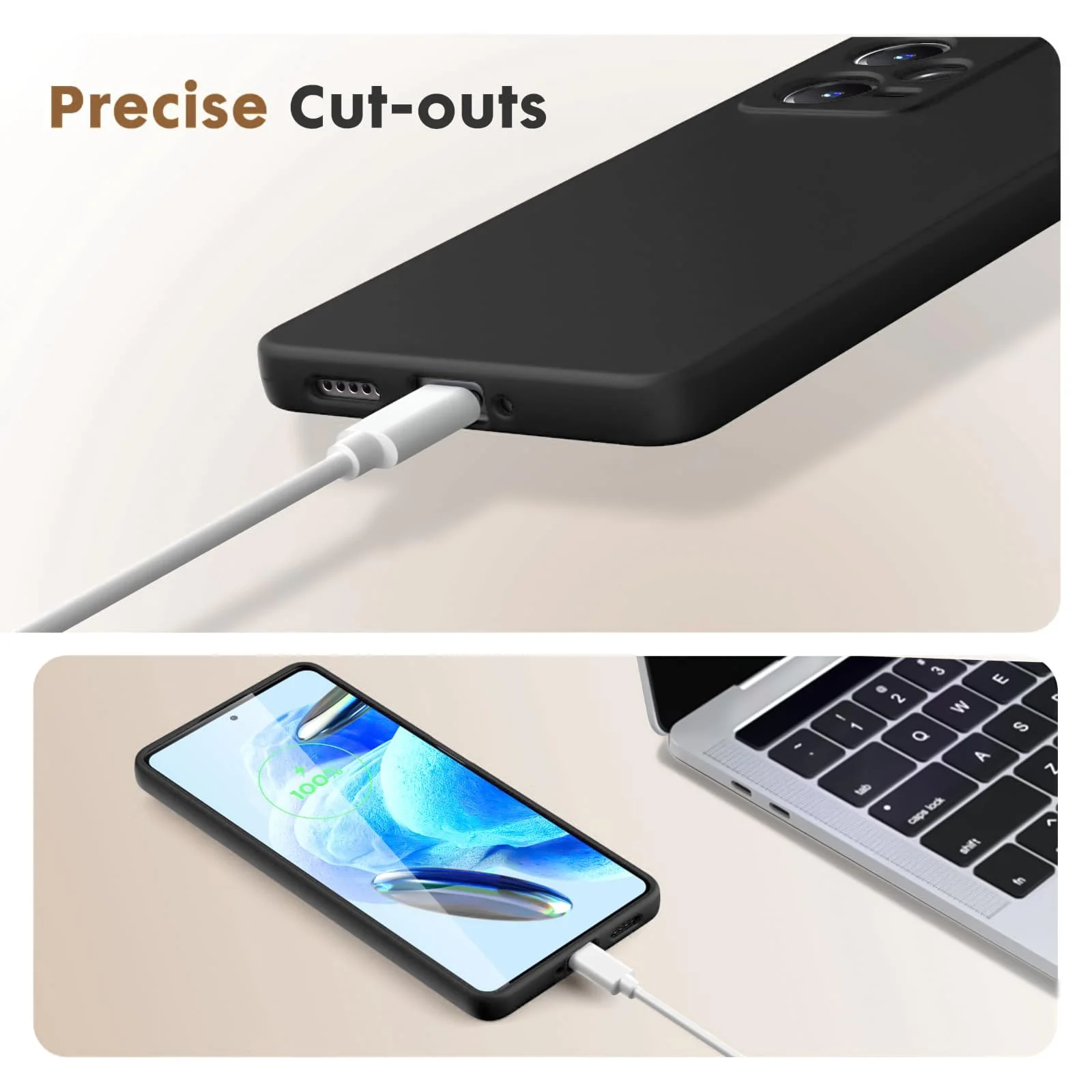 DL3 Mobilak Liquid Silicone Case for Xiaomi Redmi Note 12 Pro + Plus 5G, Not compatible with MagSafe, Supports wireless charging, Camera protection - Black