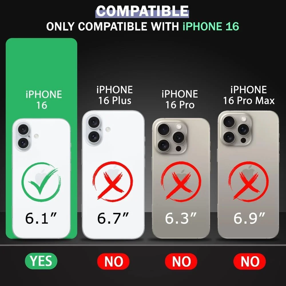 DL3 Mobilak Clear PC and TPU Protective Case for iPhone 16 6.1-Inch with Camera Protection and Military-Grade Protection - Gray