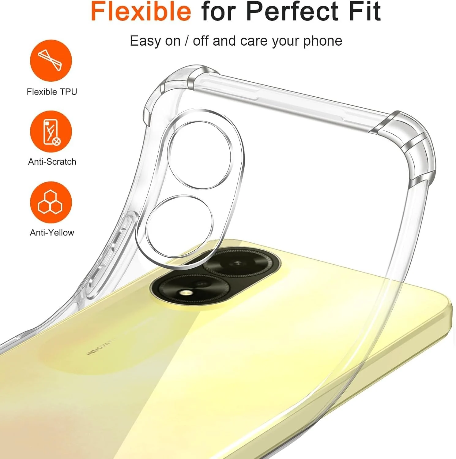 DL3 Mobilak Clear TPU Case for OPPO A38 4G / OPPO A18 4G, Camera protection, Shock-absorbing protection, Scratch-resistant surface - Clear