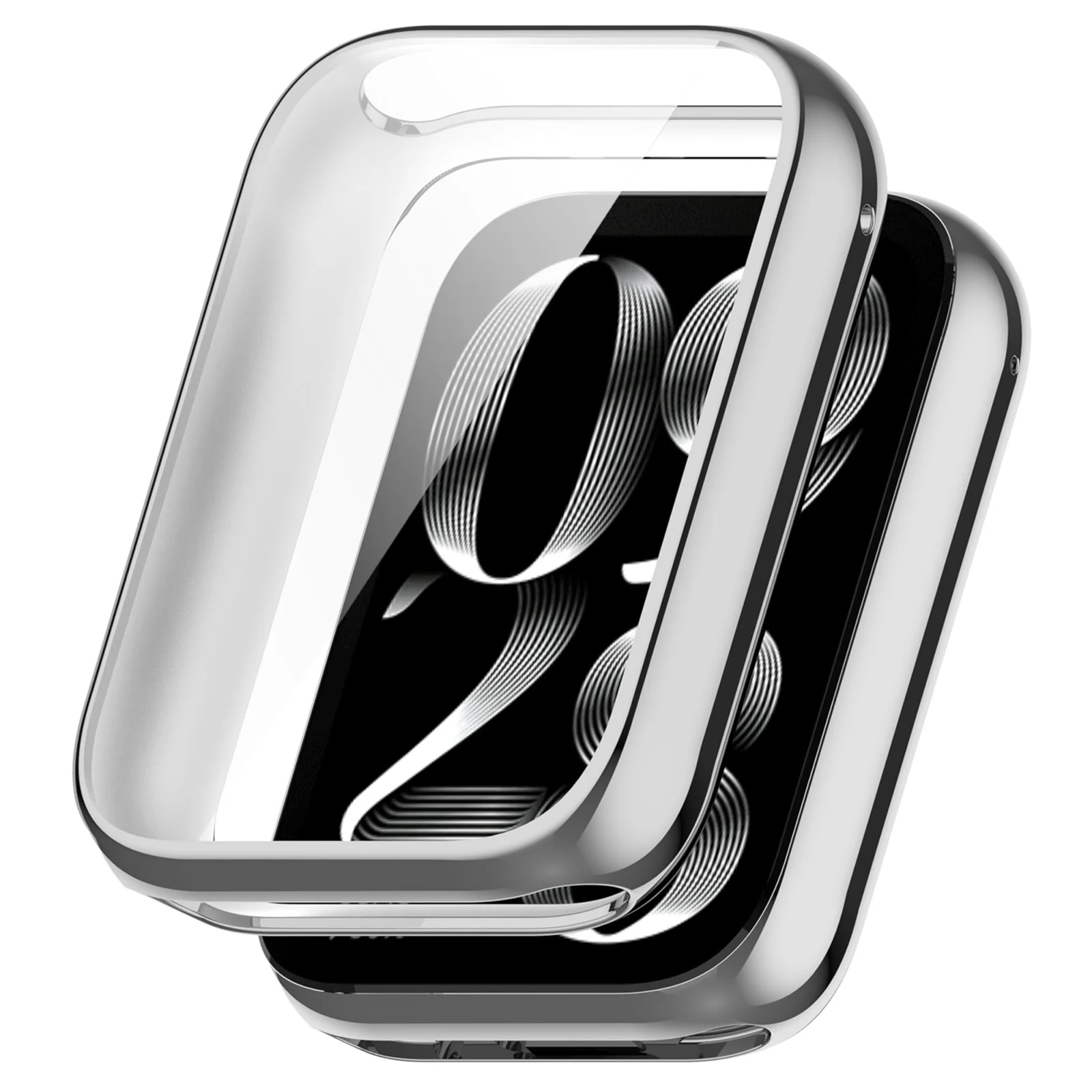 DL3 Mobilak Protective Case compatible with Xiaomi Smart Band 8 Pro/Mi Band 8 Pro, All-around Flexible TPU Case with Built-in Screen Protector, Soft Frame & Shockproof Cover - Silver