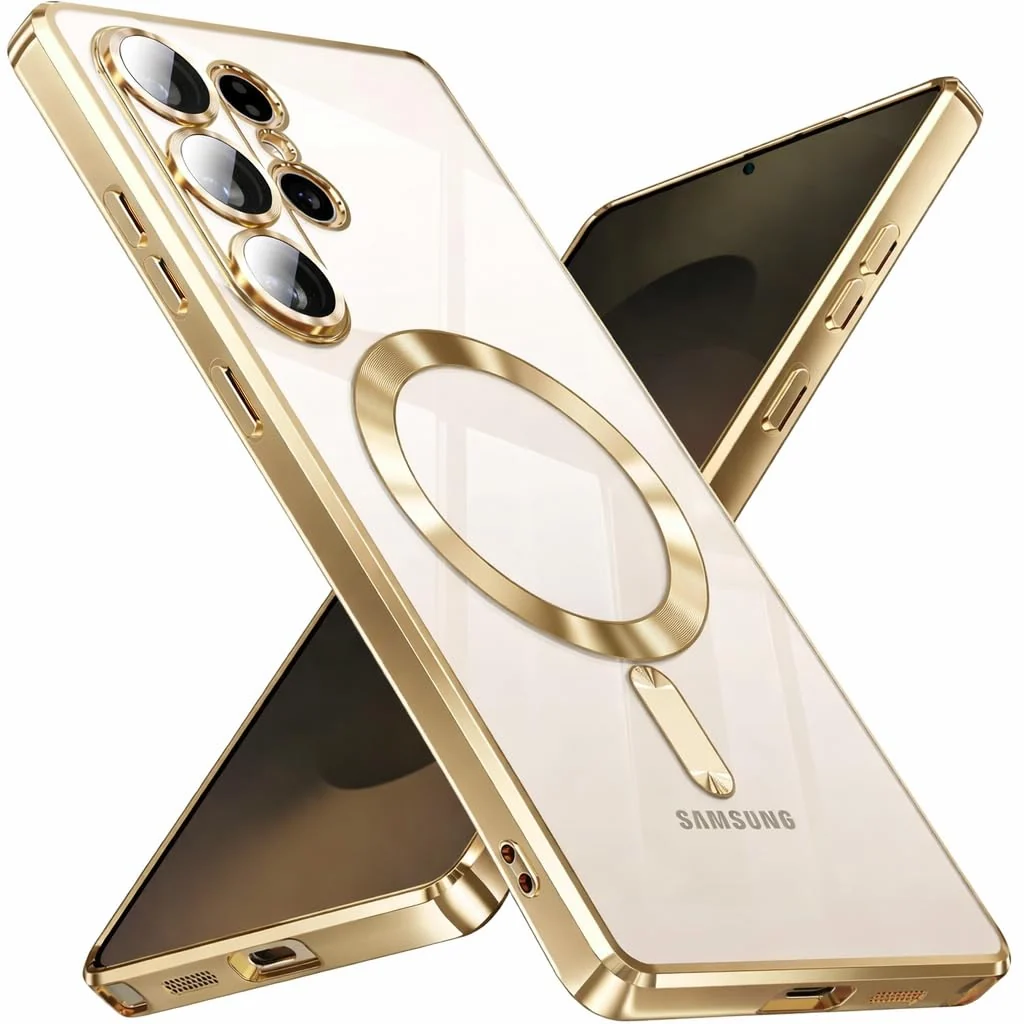 DL3 Mobilak Plated-Edge Protective Case for Samsung Galaxy S26 Ultra, Compatible with MagSafe accessories, Supports wireless charging, Camera protection - Gold