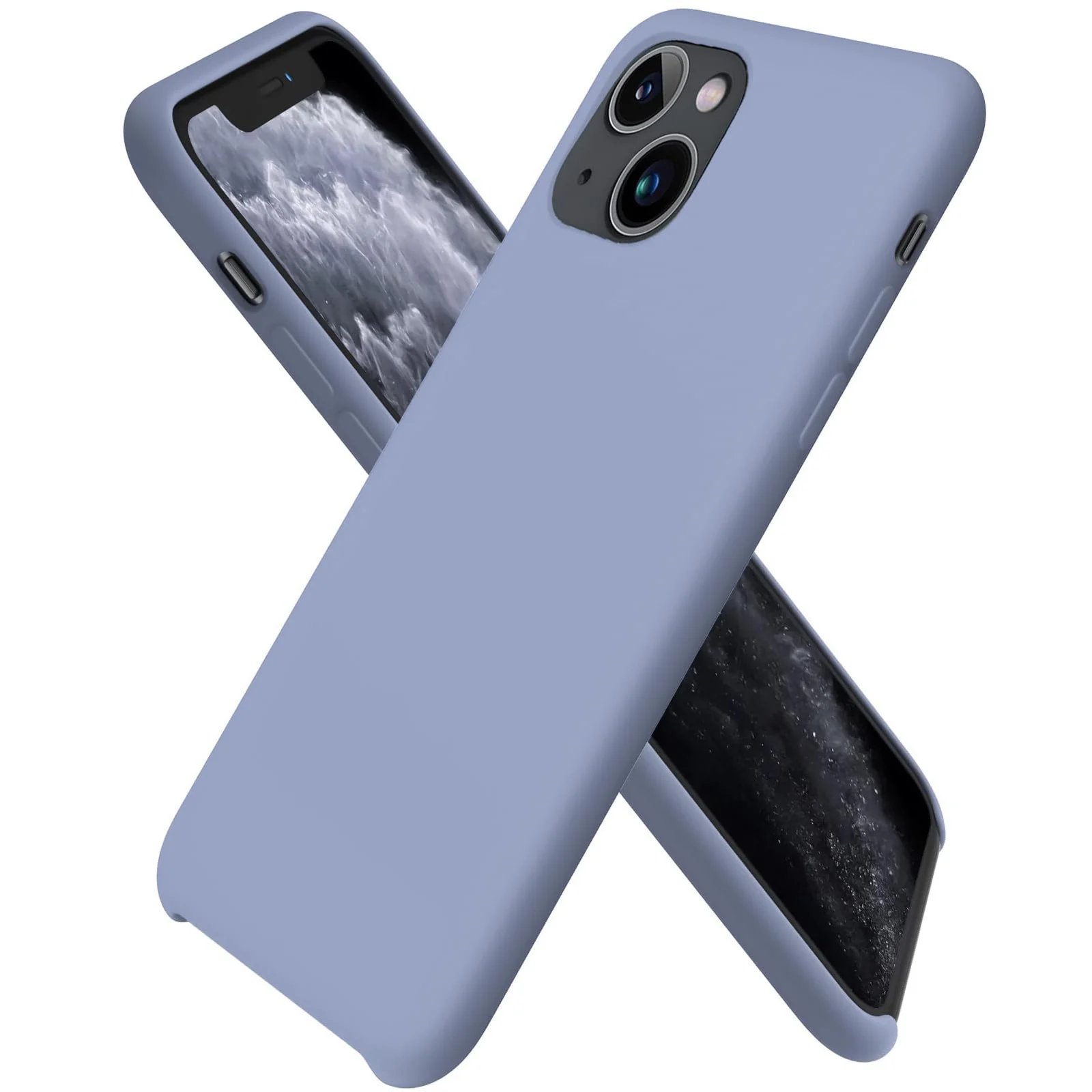DL3 Mobilak Compatible with iPhone 14 (6.1 Inch) Case, Liquid Silicone Case, Full Body Protective Cover, Shockproof, Slim Phone Case, Anti-Scratch Soft Microfiber Lining - Lavender Blue