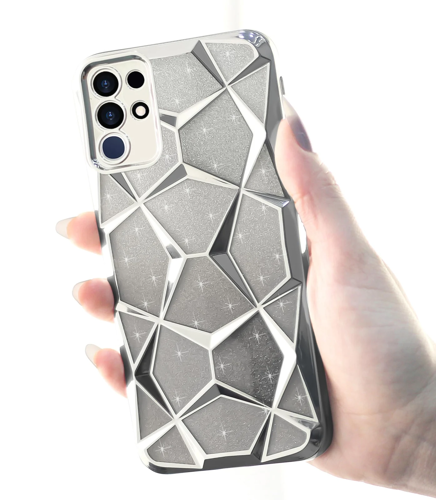 DL3 Mobilak Compatible with Vivo Y29 4G Case Plating Bling Gradient Glitter Clear Cover Soft TPU Silicone Cute Camera Protection Shockproof Back for Women Girls Case - Silver