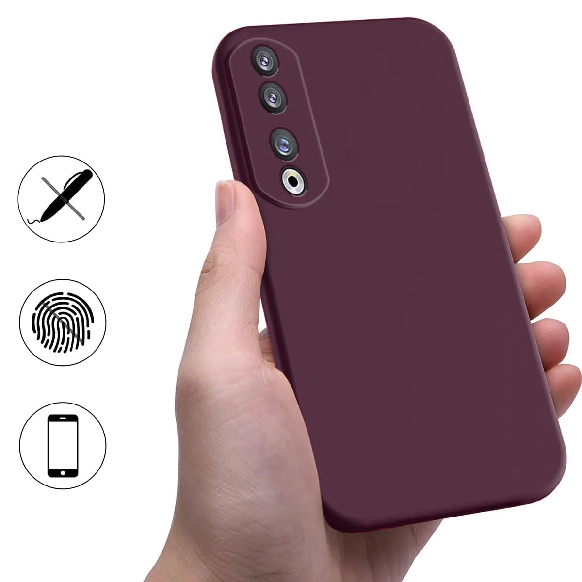 DL3 Mobilak Silicone Protective Case for Honor 90, Shock-absorbing protection, Scratch-resistant surface, Soft microfiber lining - Wine Red