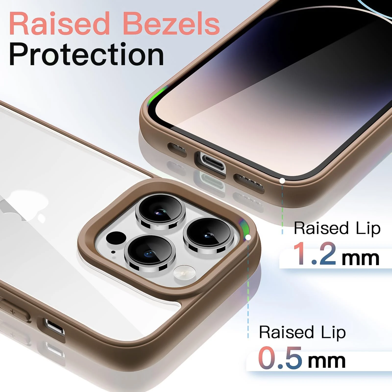 DL3 Mobilak Clear PC and TPU Protective Case for iPhone 15 Pro Max with Military-Grade Protection and Anti-Yellowing Design - Desert Brown