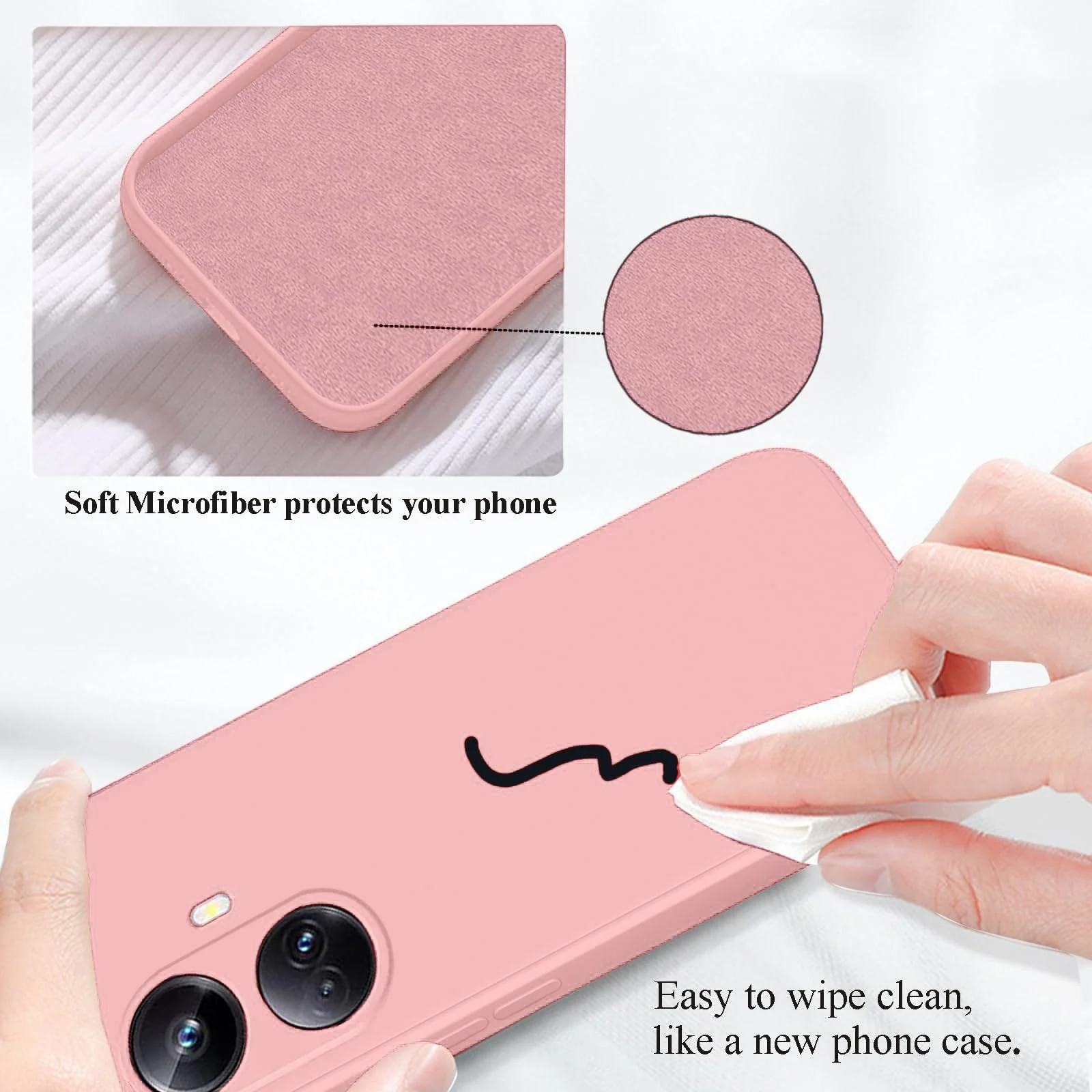 DL3 Mobilak Soft Silicone Protective Case for realme 10 pro plus with Microfiber Lining and Shockproof Design - Pink Sand