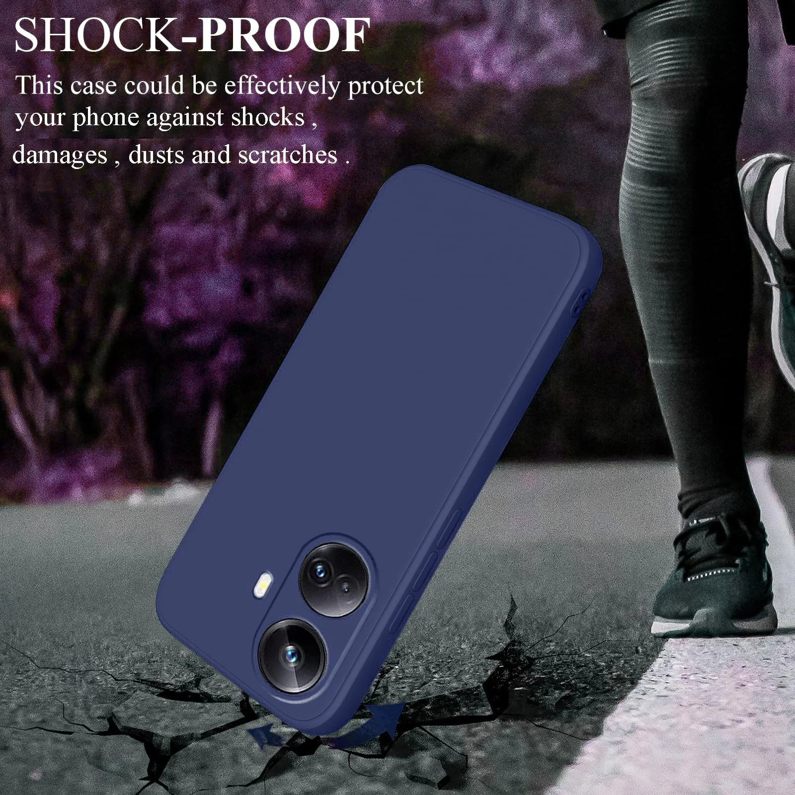 DL3 Mobilak Silicone Protective Case for realme 10 pro plus, Shock-absorbing protection, Scratch-resistant surface, Soft microfiber lining - Blue 1