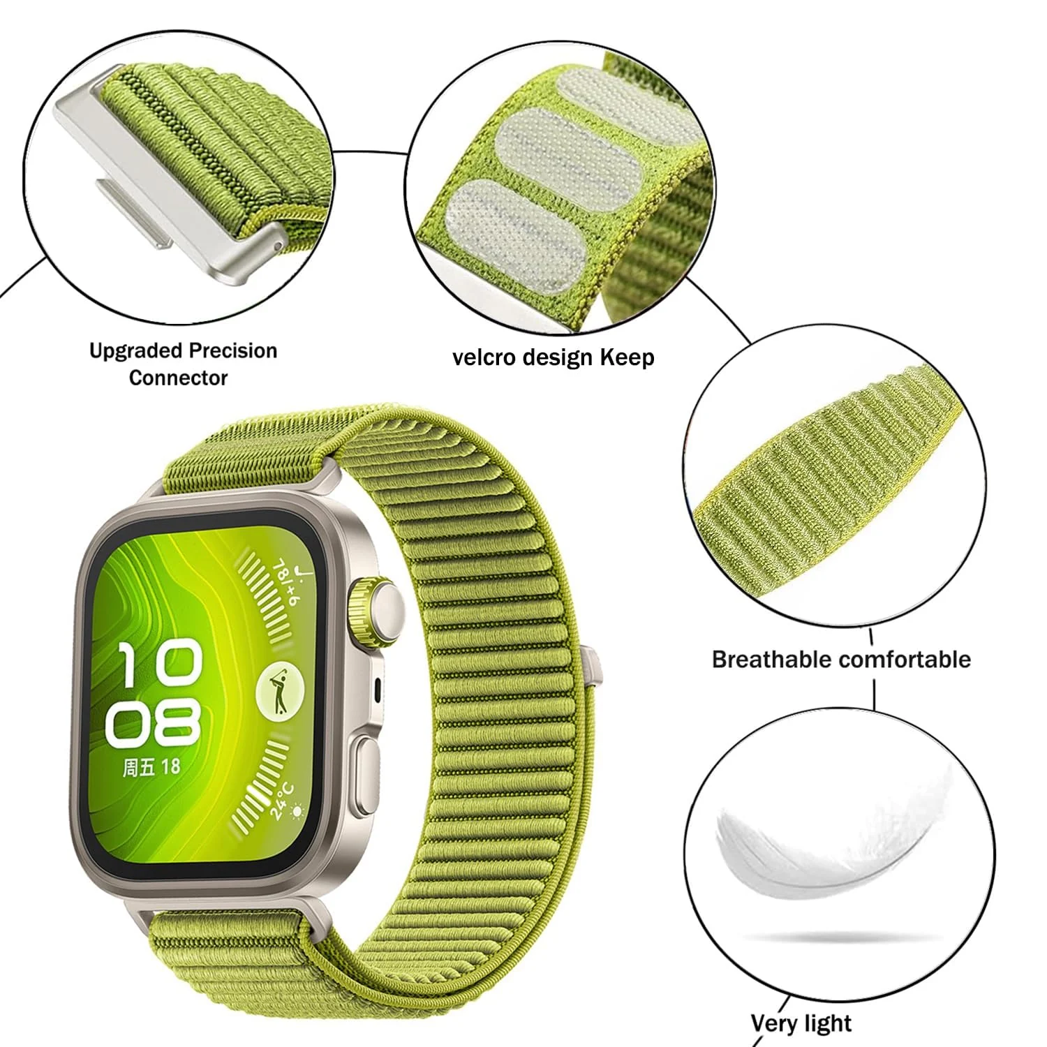 DL3 MOBILAK Elastic Nylon Watch Strap for Huawei Watch Fit 3 / Fit 4 / Fit 4 Pro / Fit 5 / Fit 5 Pro, Plum