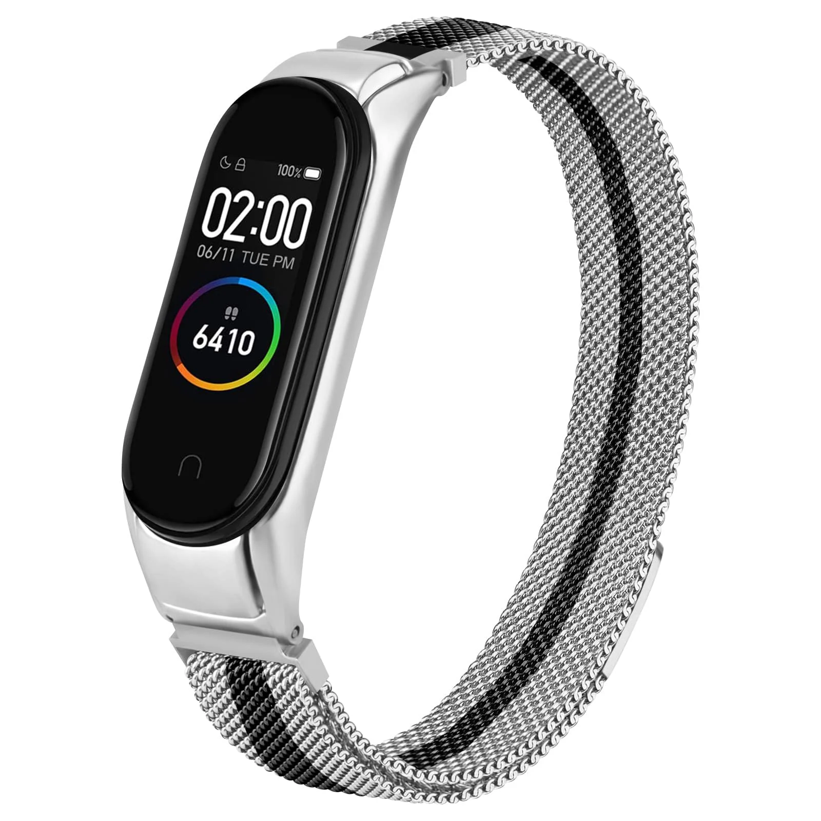 Mi Band 6/5 — DL3 Mobilak Strap for Xiaomi Mi Band 6 Mi Band 5 Breathable Replacement Strap For Band 4/Mi Band 3 Smart Band Watch Strap Wristband Bracelet for Women Men (Mi Band 6/5) - Silver Black