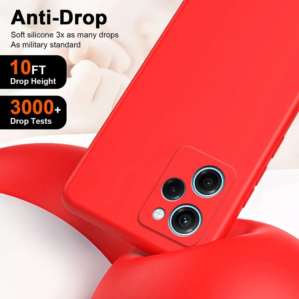 DL3 Mobilak POCO X5 Pro 5G Case, Soft Flexible Silicone Gel Rubber Bumper Cover, Full Body Shockproof Protective Phone Case - Red