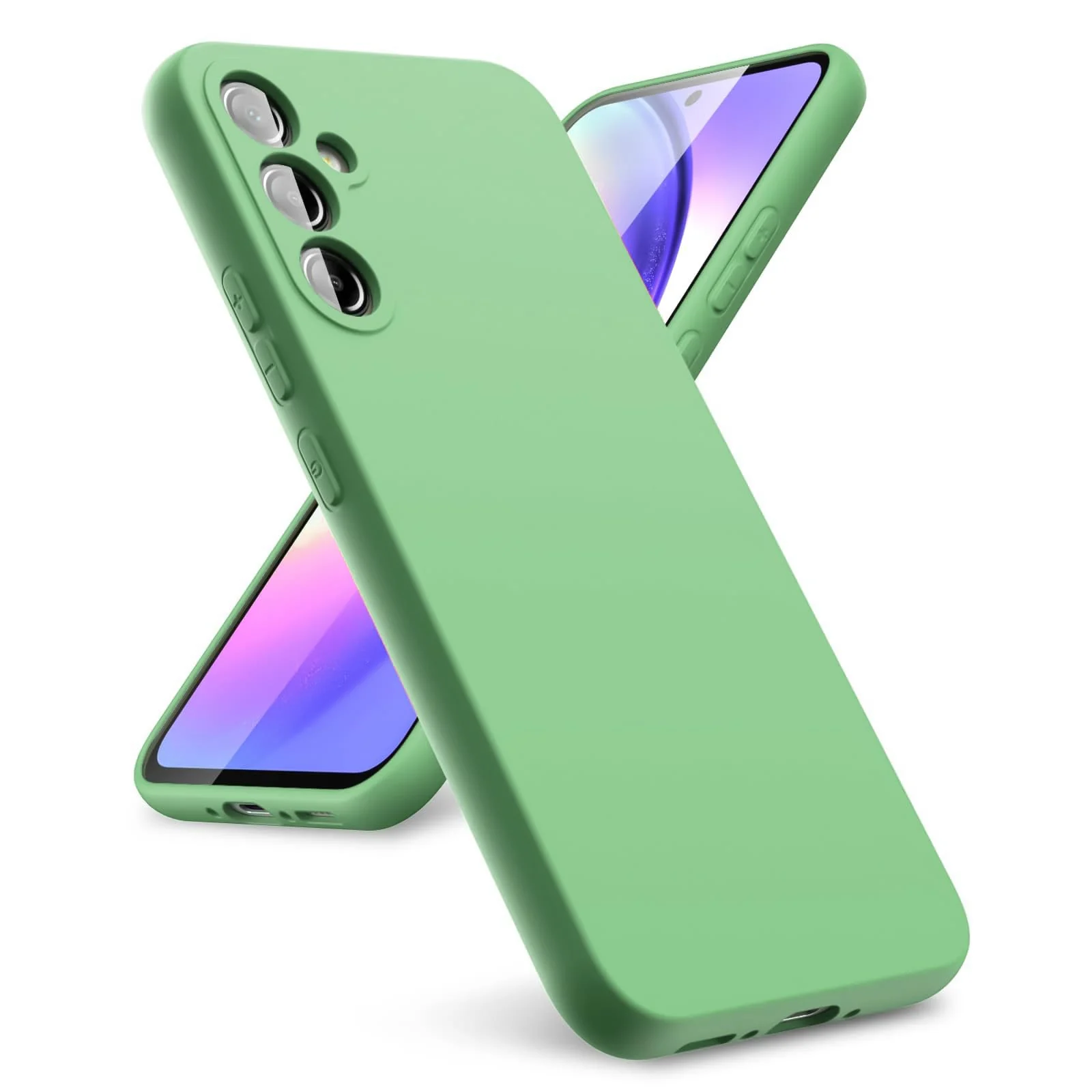 DL3 Mobilak Soft Silicone Protective Case for Samsung Galaxy A15 with Microfiber Lining and Shockproof Design - Mint Green