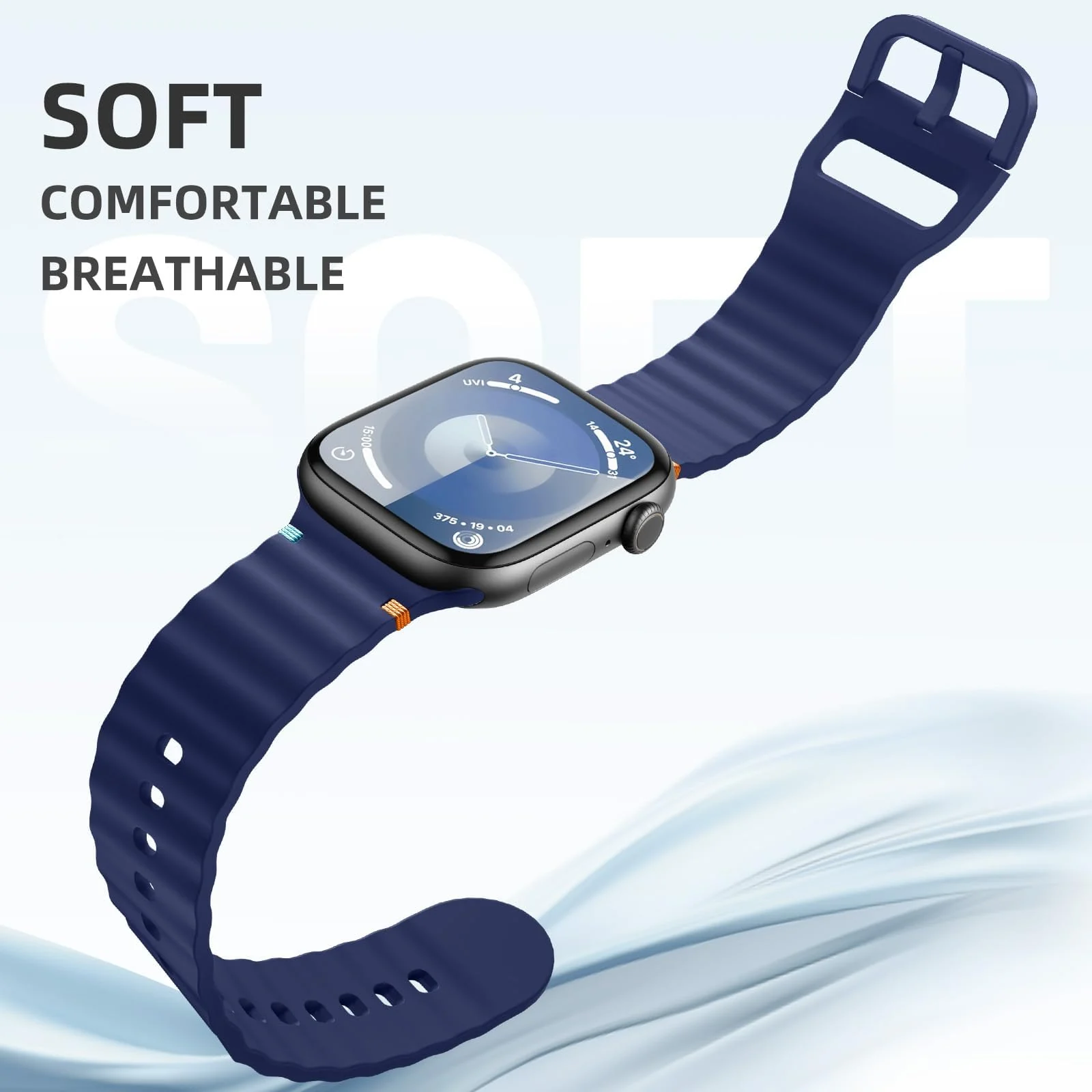 DL3 Mobilak Silicone Wave Stitching Wristband for Huawei Watch Fit 3/Watch Fit 4 Pro/Fit 4 Strap, Watchbands Breathable Sport Bands Armband Quick Release Strap Adjustable Bracelet - Blue