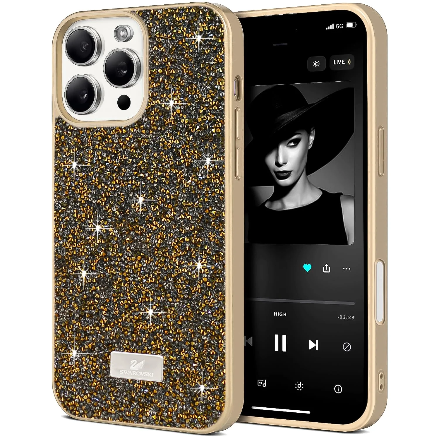 iPhone 16 Pro Max 6.9-Inch — DL3 Mobilak Glitter Protective Case for iPhone 16 Pro Max 6.9-Inch, Supports wireless charging, Shock-absorbing protection, Scratch-resistant surface