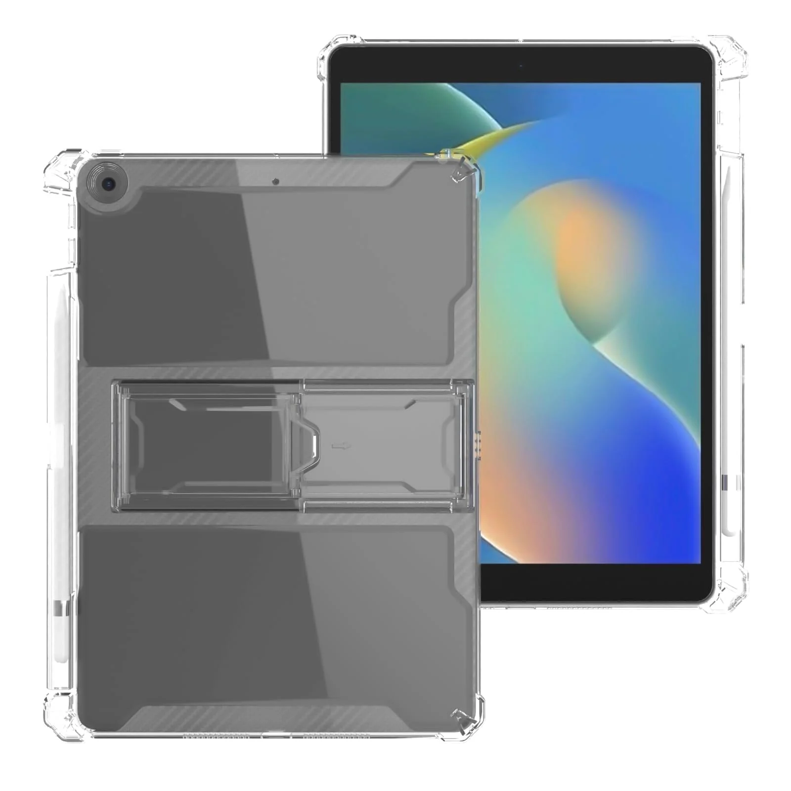 "DL3 Mobilak Transparent Stand Case for Huawei MatePad T10s 10.1""/ T10 9.7""/Honor Pad X8 10.1"" 2022/X8 Lite 9.7""/MatePad T10s 10.1"", Slim Lightweight Bumper, Kickstand Cover, with Pencil Holder - Clear"