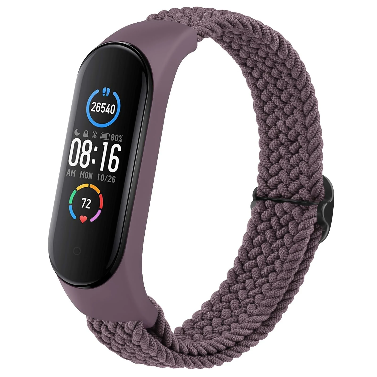 DL3 Mobilak Nylon Wristband Compatible for Xiaomi Mi Band 7/Mi Band 6/Mi Band 5/Mi Band 4/Mi Band 3, Adjustable Braided Elastic Solo Loop for Mi Band 7 6 5 4 3, Sport Strap Smart Watch Accessories - Smoke Violet