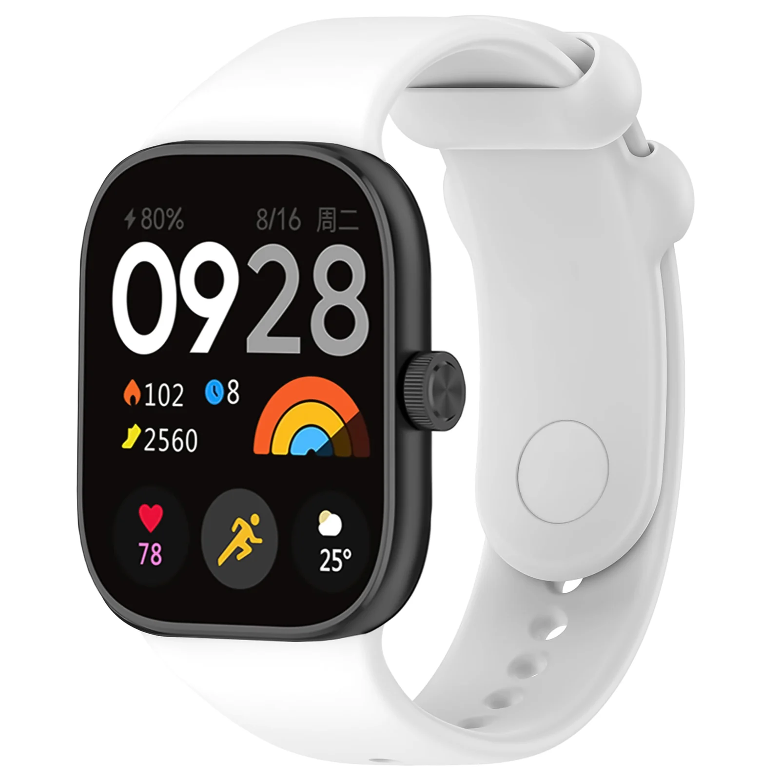 DL3 Mobilak Sport Strap Compatible with Xiaomi Redmi Watch 4/ Xiaomi Band 8 pro, Soft Silicone Sports Wristband for Men Women, Double Ring Adjustable Replacement - White