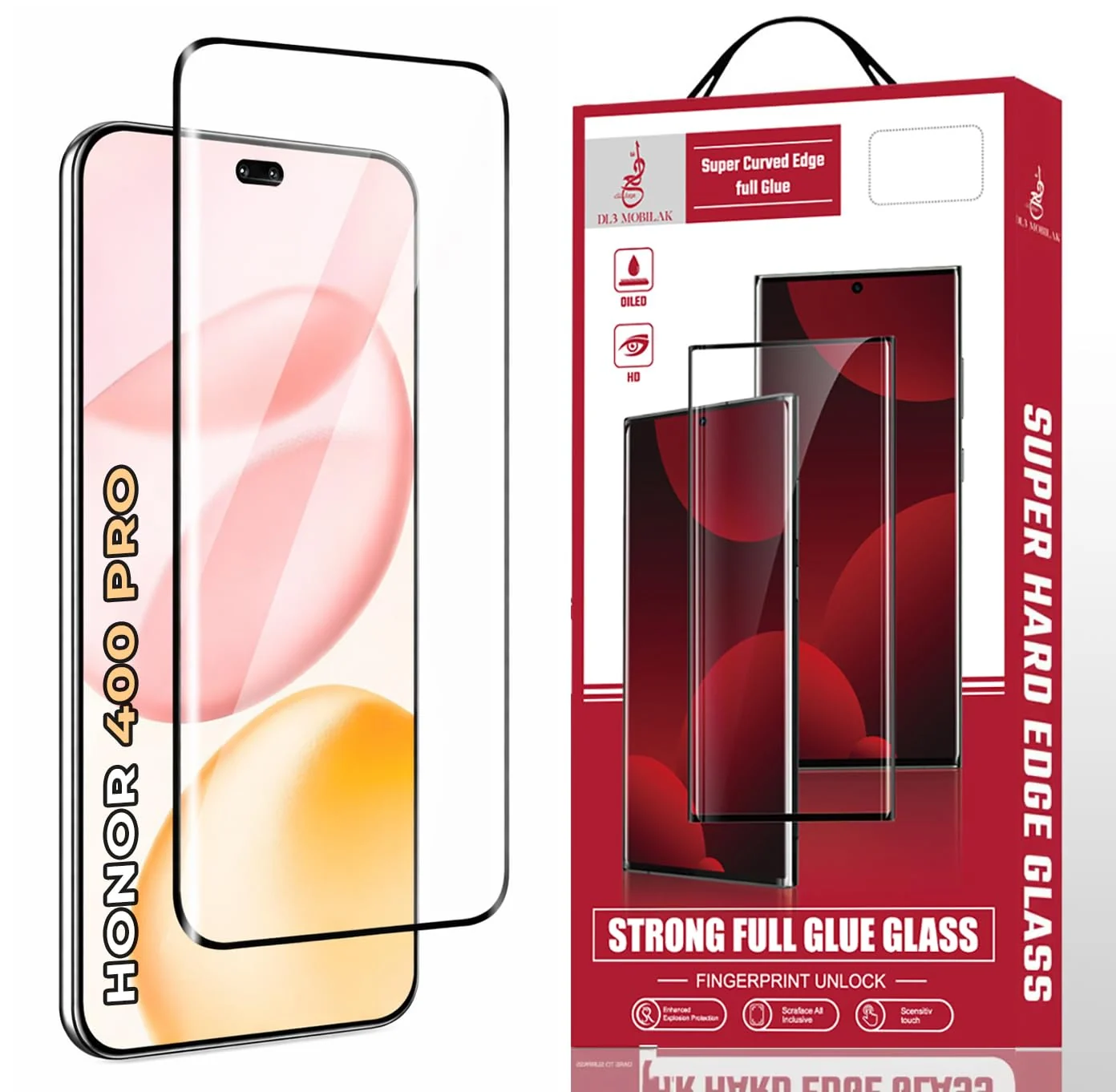 DL3 Mobilak Screen Protector for Honor 400 Pro 5G, Tempered Glass Screen Saver Premium HD Protective, Scratch Resistant, NO-Bubble, 9H Hardness, Full Coverage Film - Clear