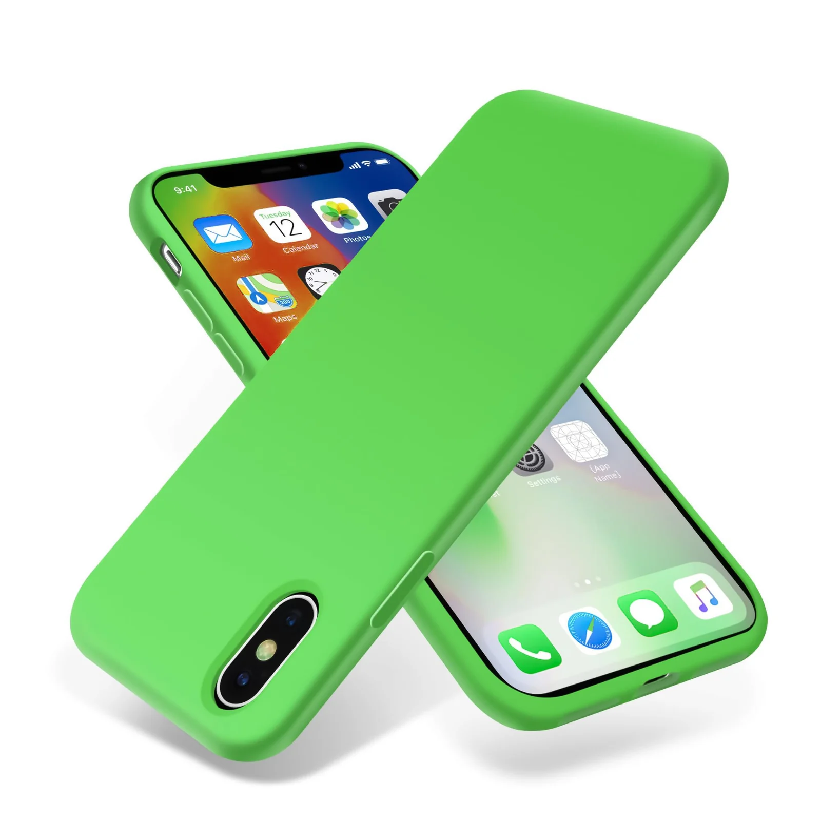 DL3 Mobilak Liquid Silicone Protective Case for iPhone XS Max with Camera Protection and Microfiber Lining - Neon Green