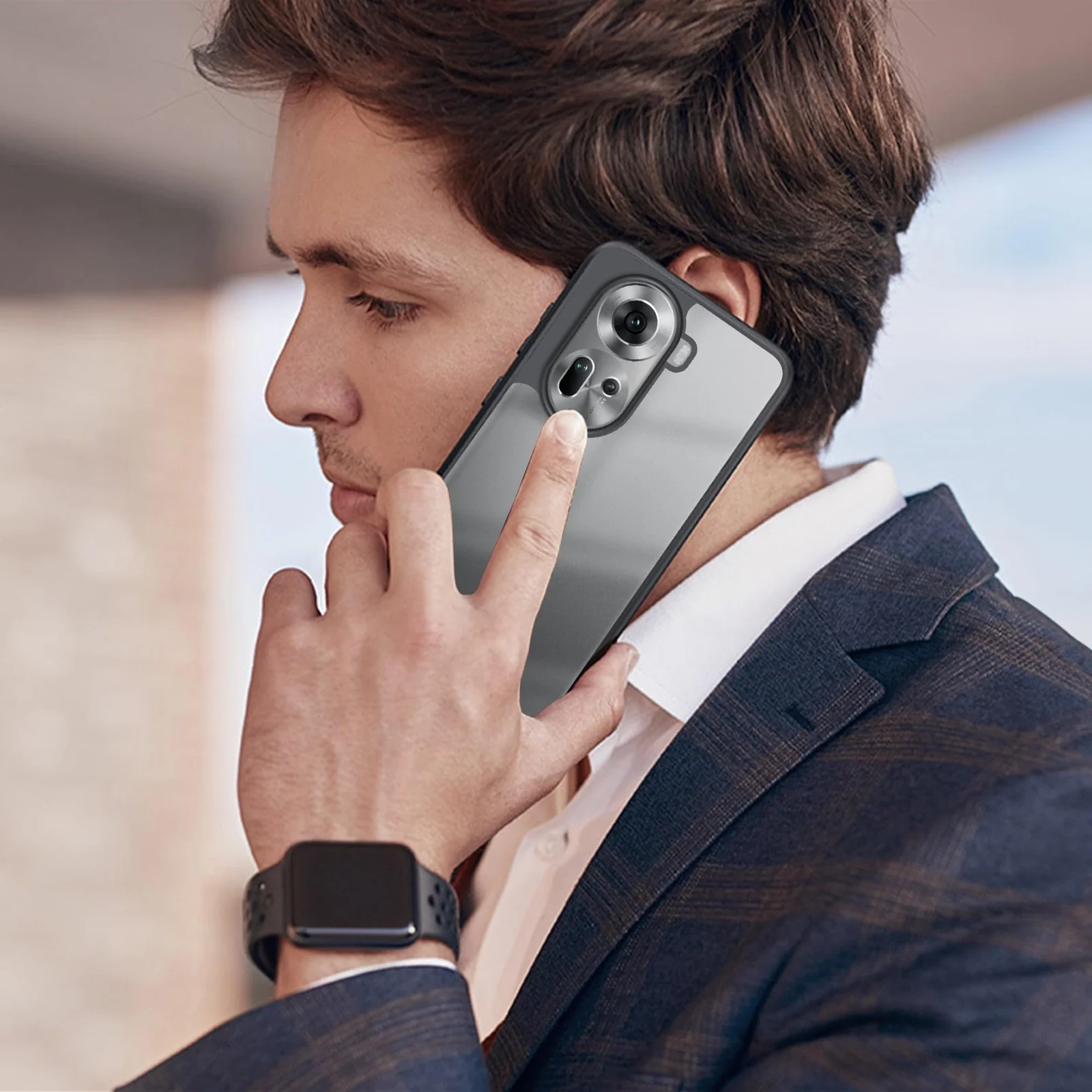 DL3 Mobilak Clear TPU Case for OPPO Reno 11 5G, Camera protection, Shock-absorbing protection, Scratch-resistant surface - Black