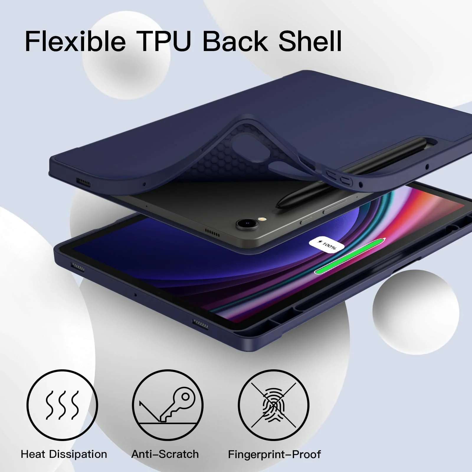 DL3 Mobilak Case for Samsung Galaxy Tab S9 11 Inch with S Pen Holder, Soft TPU Tri-Fold Stand Protective Tablet Cover, Support S Pen Charging, Auto Wake/Sleep - Blue