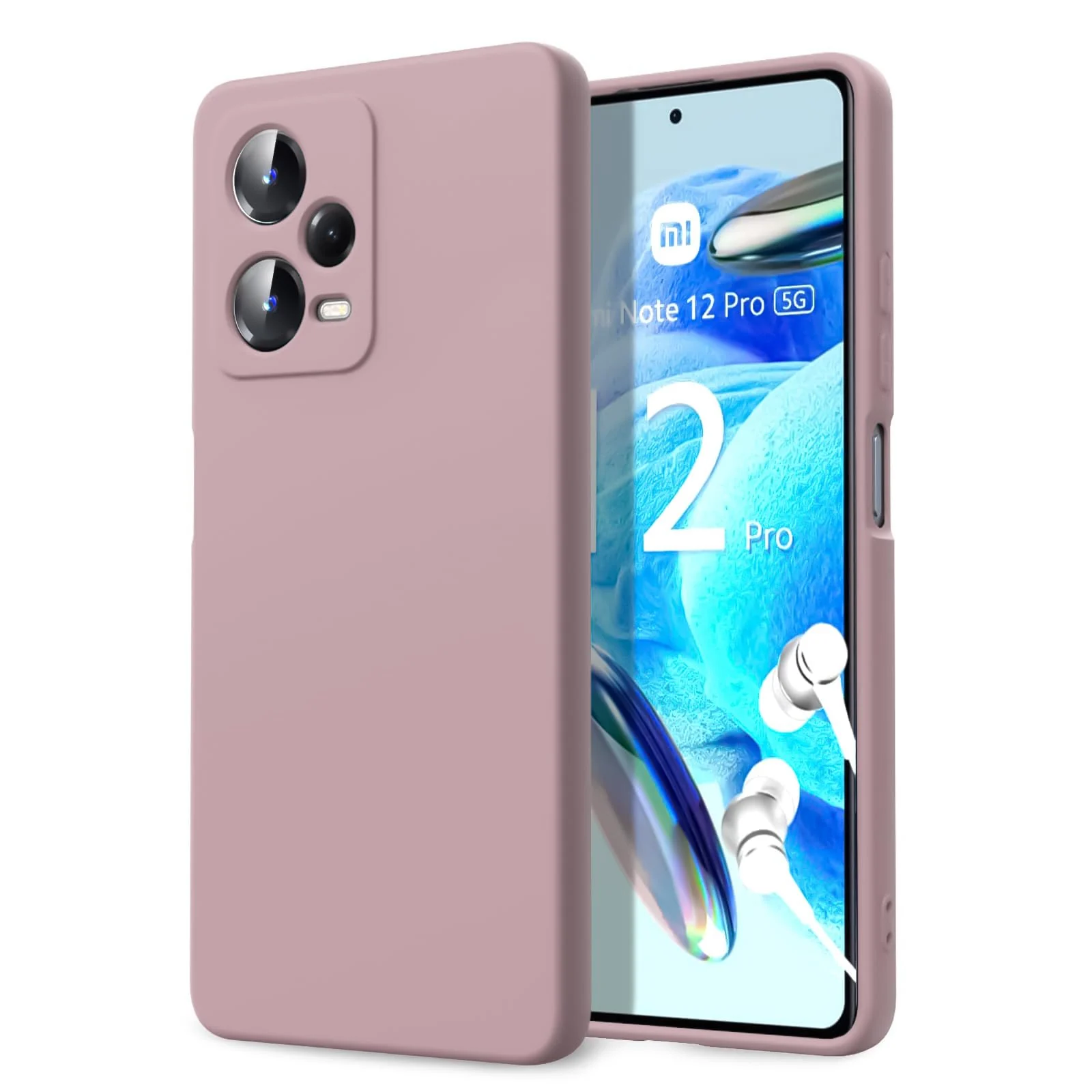 DL3 Mobilak Liquid Silicone Protective Case with Soft Microfiber Lining with Full Camera Protection for Xiaomi Redmi Note 12 Pro Plus 5G - Cashmere