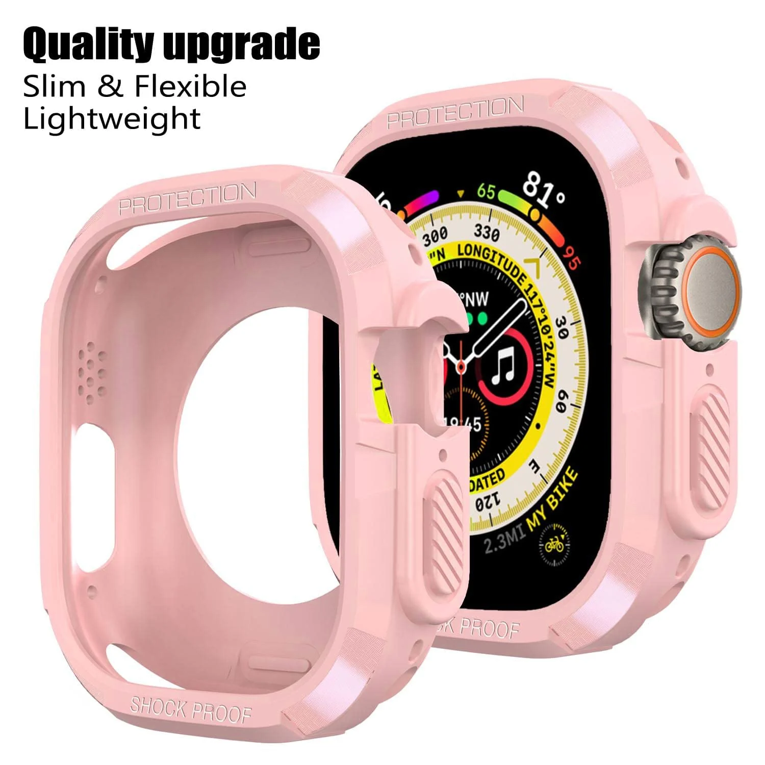 DL3 Mobilak Compatible for Apple Watch Ultra 49mm Rugged Case All Around Shockproof TPU Protective Cover Bumper Lightweight and Shock Absorbent for Apple Watch Ultra 49mm - Pink