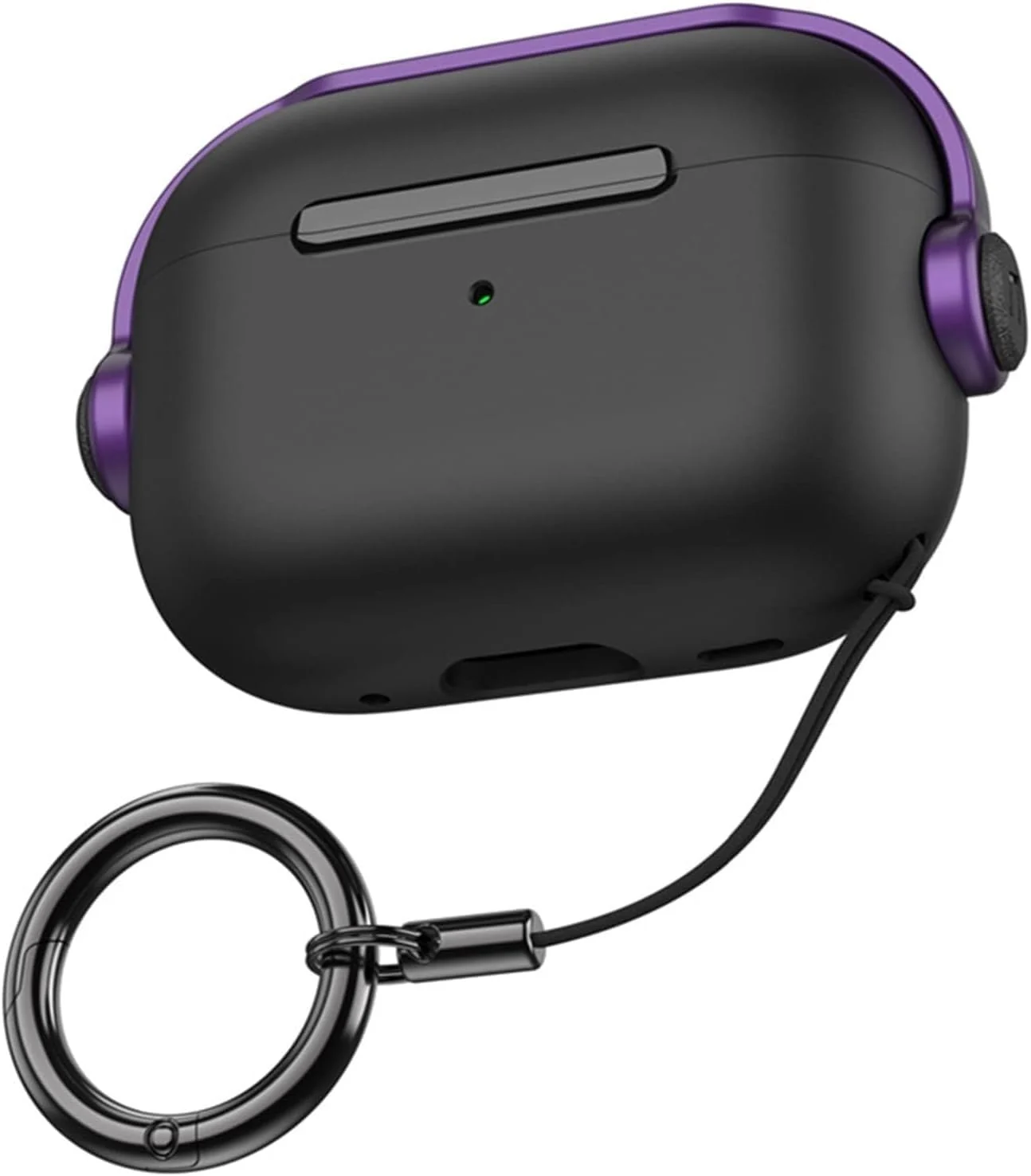 DL3 Mobilak Case for AirPods Pro 3 (2025) Protective [With Closure Lid] [Front LED Visible] [With Wrist Strap] Skin Case Compatible with (2025) AirPods Pro 3 - Black Purple